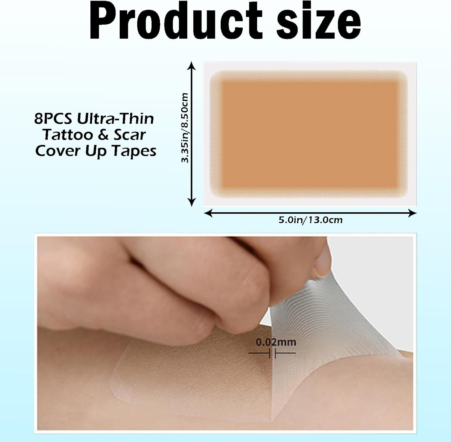 Zvorgath 8Pcs Tattoo Cover up Patch, Natural Looking Cover up Tattoos and Scar, Invisible Waterproof Body Concealer Makeup Sticker, Tattoo Cover up Tape - Light image number 2
