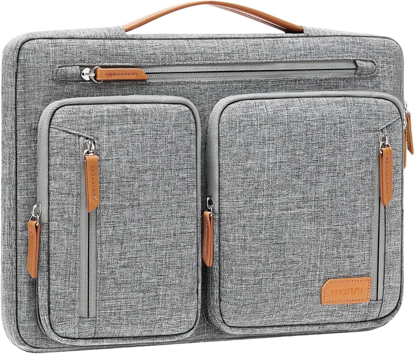 MOSISO 360 Protective Laptop Sleeve Case 15-15.6 Inch, Computer Bag Compatible with Macbook Pro 16, HP, Dell, Lenovo, Asus Notebook, Side Open Carrying Bag with 5 Accessory Pockets&Belt, Gray