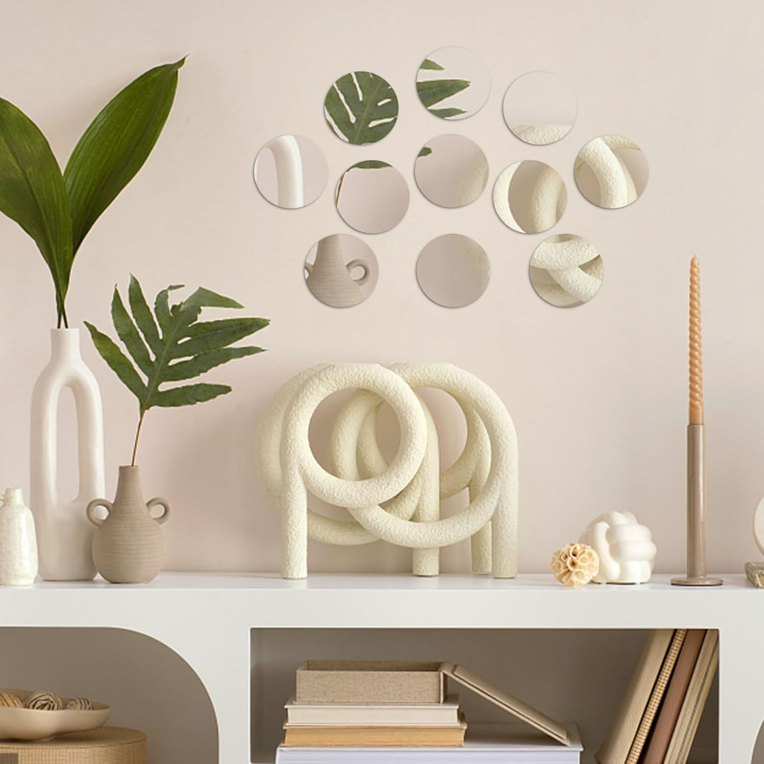 60 Pieces Small Circle Craft Mirror, 2 Inch Mini Mosaic Mirror Tiles round Decorative Glass Mirror for DIY Crafts image number 3