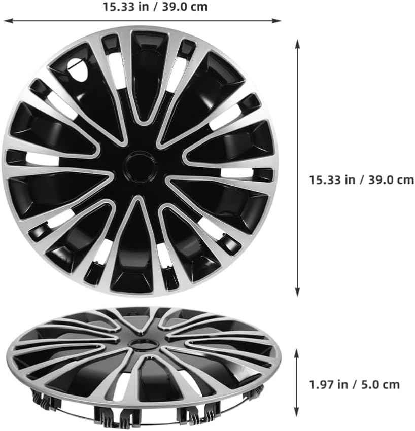 GLEAVI 14 Inch Hubcaps Wheel Cover Black & Silver Universal Wheel Rim Cover Wheel Covers Exterior Accessories for Most Cars image number 4