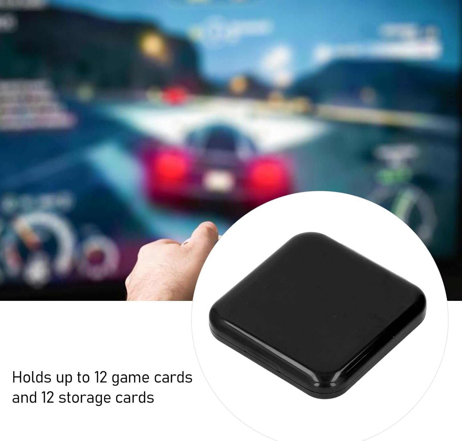 12,Game Card Case,12 Cartridge Slots Silicon Holder Storage, Game Card,Sdhc Card,Memory Card, with Hard Game Case,For Applicable Scope. (Black) - Black image number 2