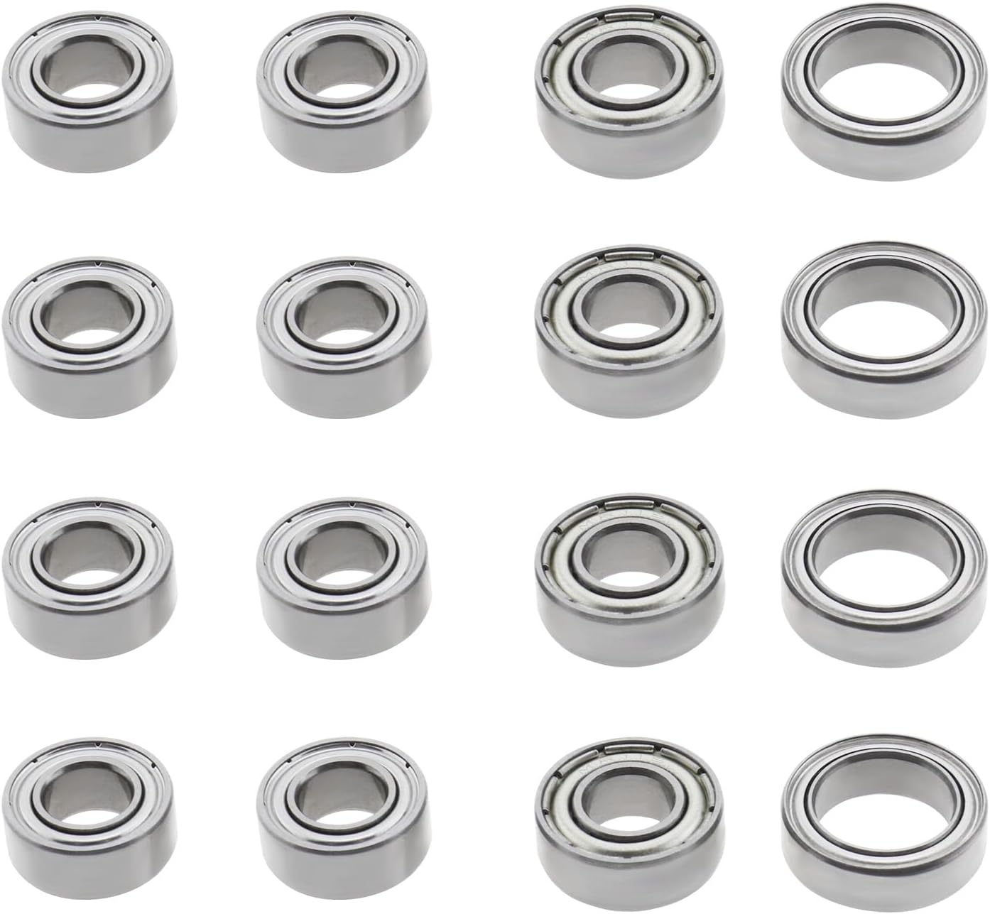 16Pcs RC Chassis Ball Bearing 10X5X4Mm 11X5X4Mm 12X8X3.5Mm Steel Ball Bearing Axle Set Compatible with TT-02 Chassis Ball Bearing Repair Kit image number 1