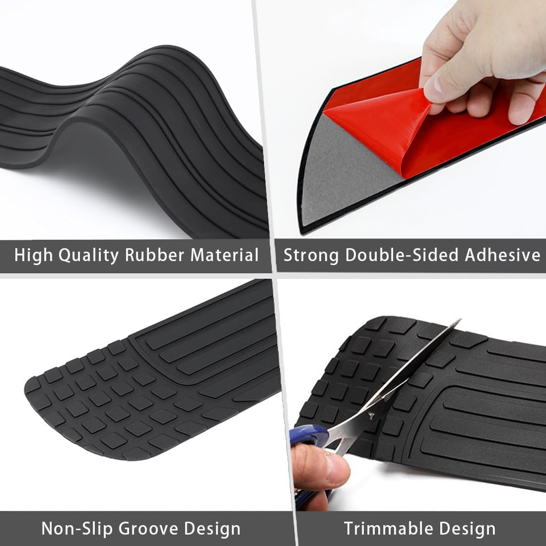 Car Rear Bumper Protector,Car Trunk Protection Strip,Rear Bumper Protector Guard Rubber,Universal Anti-Scratch Trunk Bumper Guard,For Most Car - Black-Sports image number 4