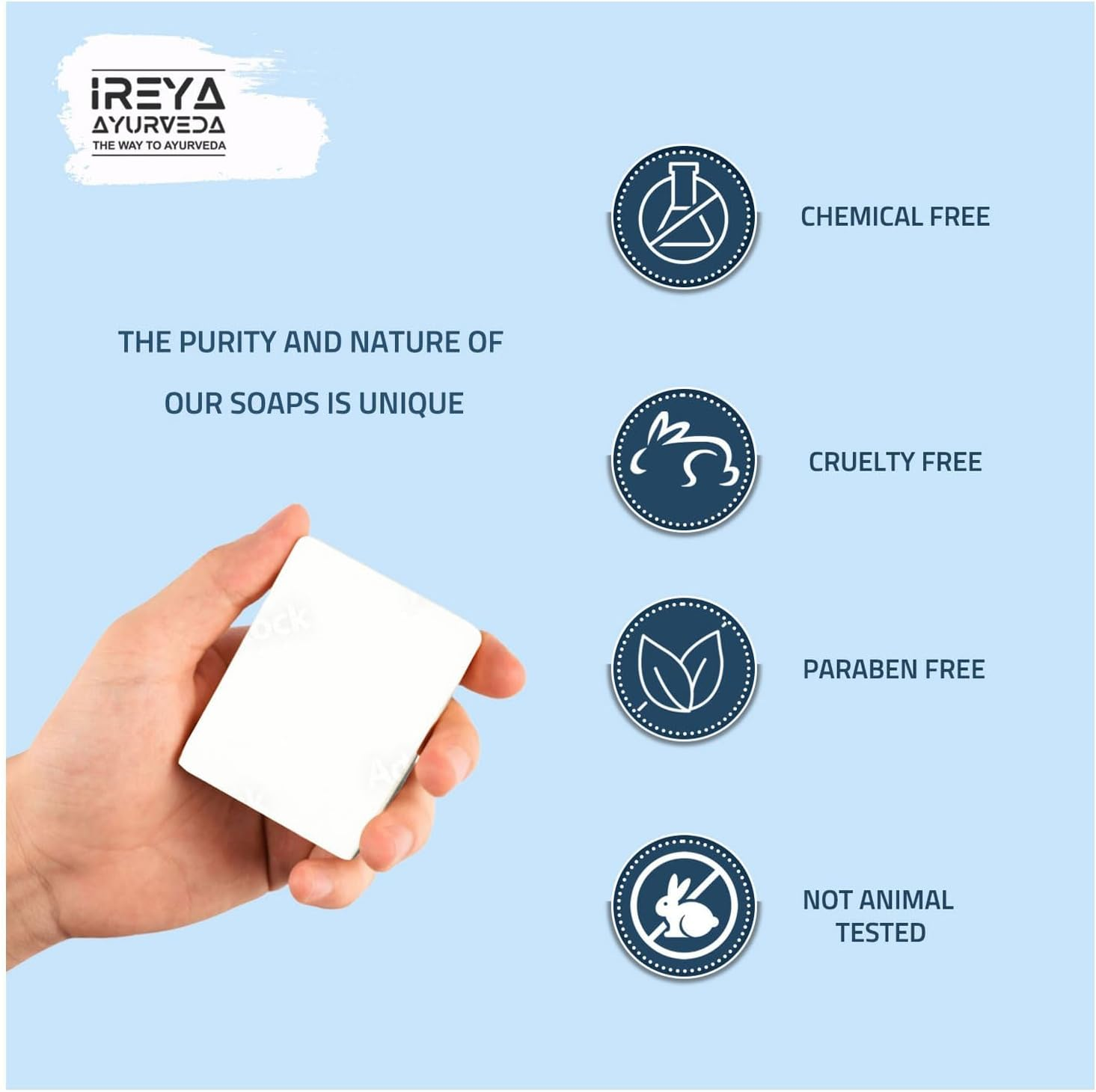 Ireya Ayurveda Rice Water Soap Rosemary and Coconut Oil Soap, Rice Water Soap 1 Count Pack of 1