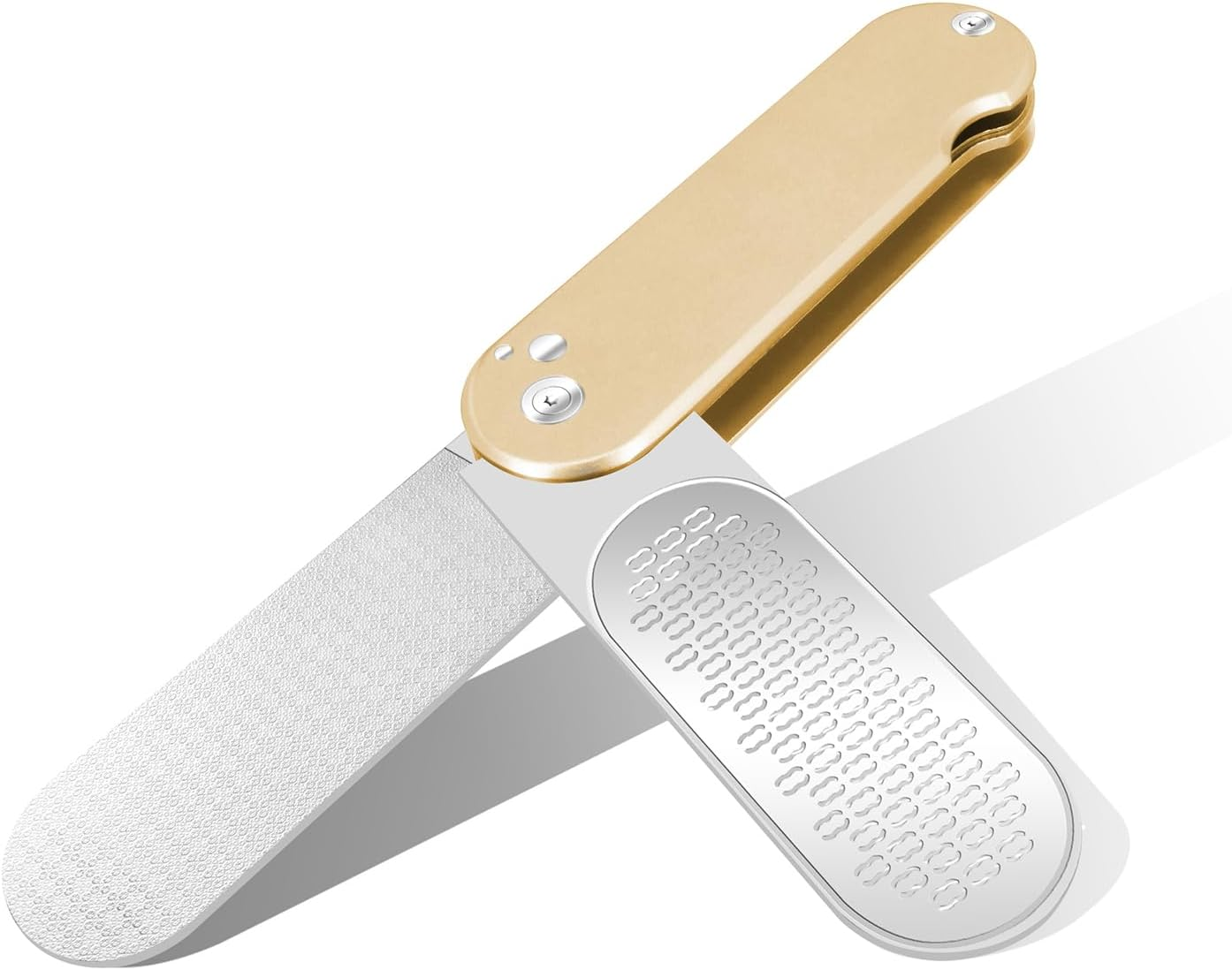 Foot File Callus Remover, 3-In-1 Stainless Steel Foot Scraper for Pedicure, Foot Rasp Callus Remover for Callus Removal, Cracked Feet, Foot Care (Champagne-F6D)