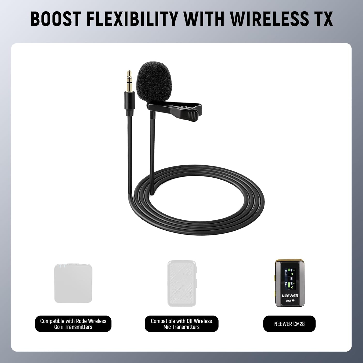 NEEWER CM5 Lav Mic (2 Pack), 3.9Ft/1.2M Wired Clip on Lavalier Lapel Omnidirectional Condenser 3.5Mm TRS Mini Microphone Compatible with Camera Rode Wireless GO II 2 DJI Transmitter, 1X Cleaning Cloth image number 2