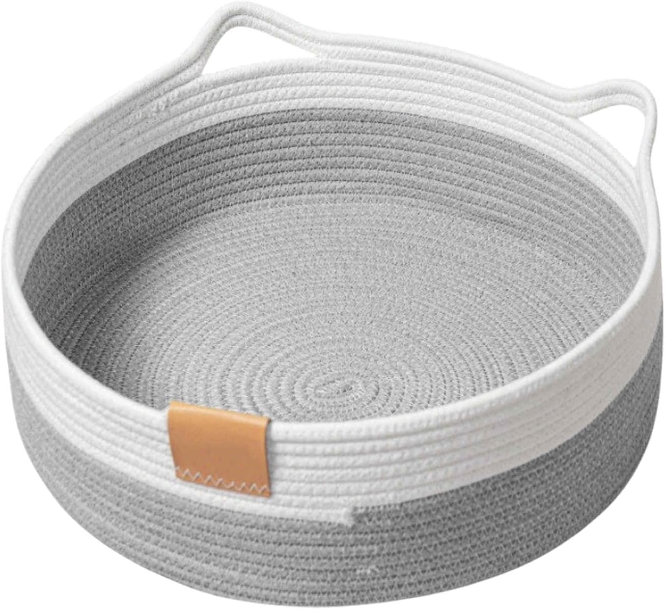 CAPASTEC Woven Cat Bed, 40 Cm Diameter, Foldable Basket Nesting Site, Breathable Pet Lounger, Claw Abrasion-Resistant Universal Kitten Bed, Light Grey