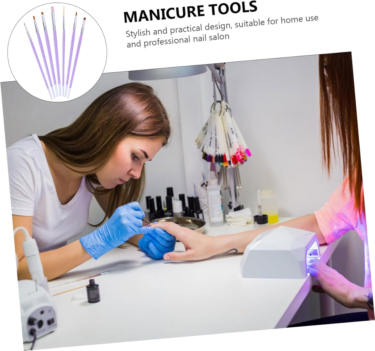 LOORGVEL 7Pcs Nail Art Brush Tool up Brush Line Drawing Pen for Nail Art Manicure