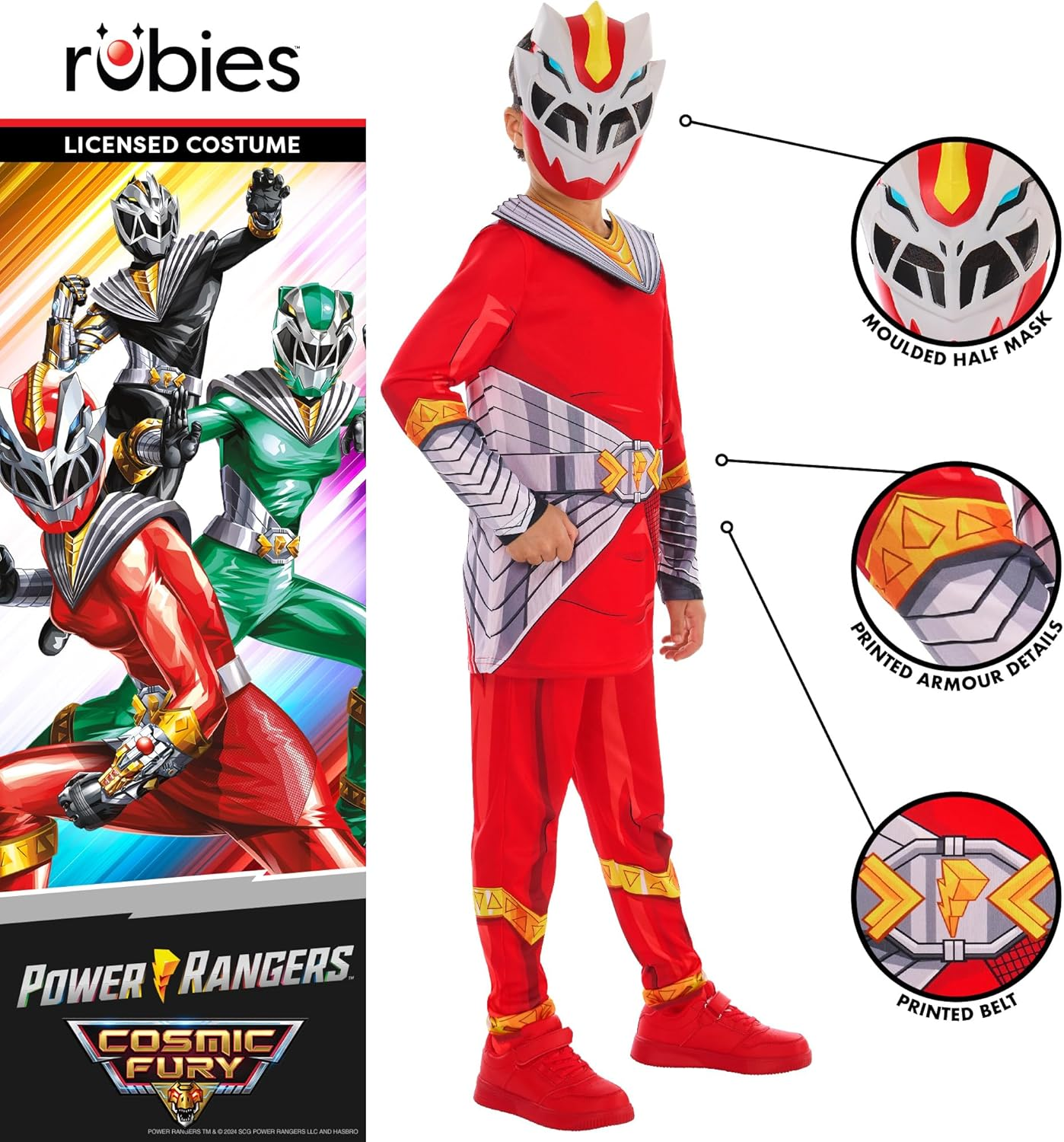 Red Ranger Cosmic Fury Costume for Kids - Power Rangers - Small (7-8 Yrs) image number 5