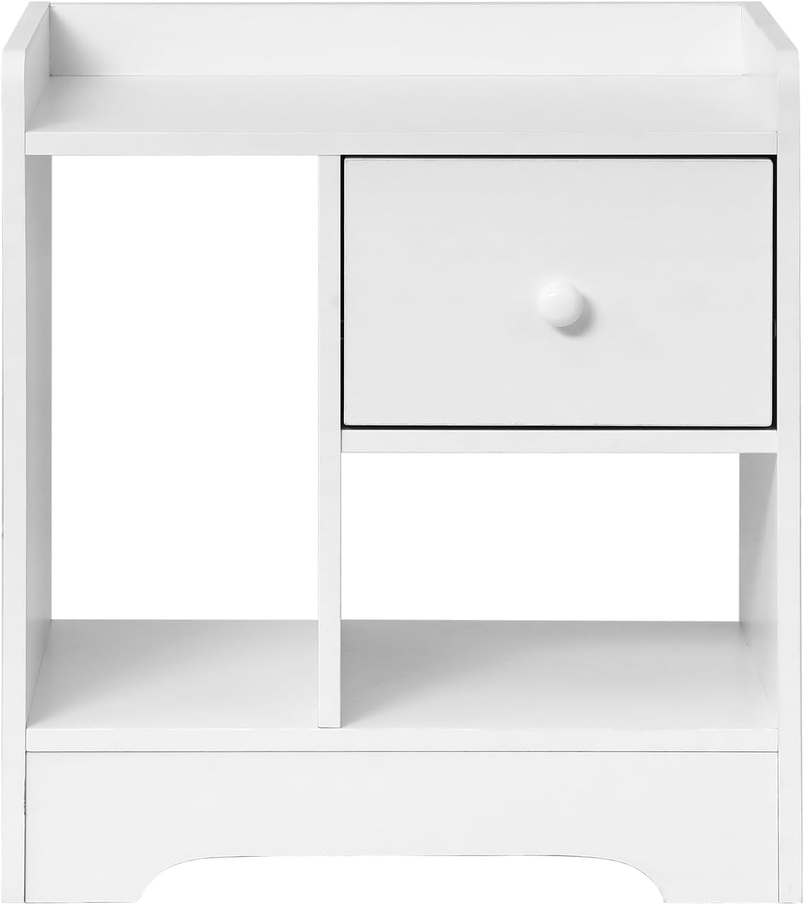 Oikiture Bedside Table with Drawer and Storage Space Side Table Nightstand Home Bedroom Furniture White image number 7