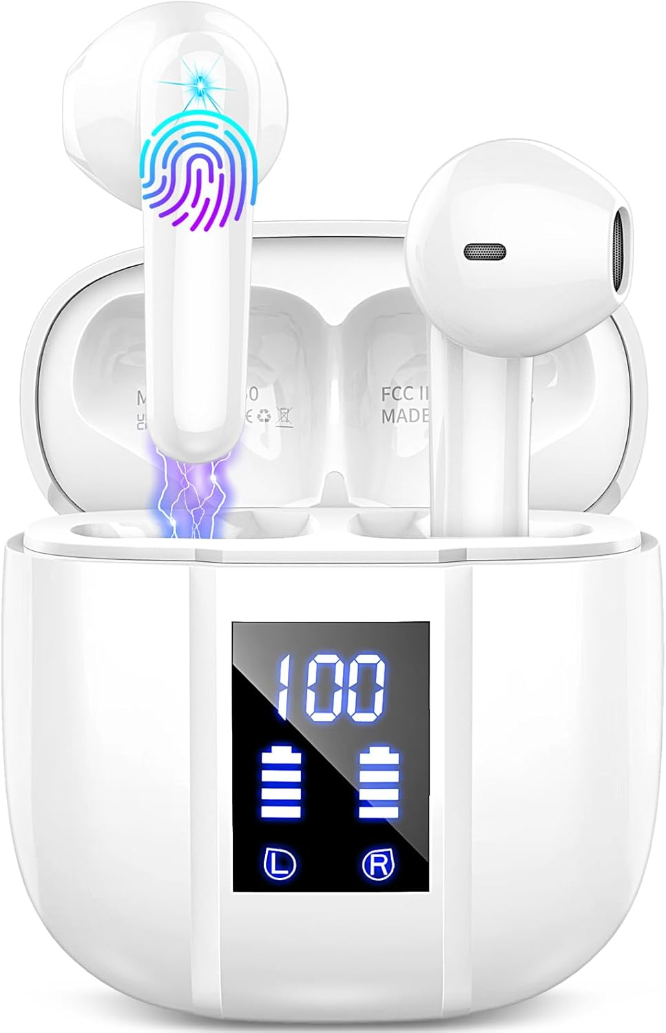 Bluetooth Headphones, In-Ear Headphones, Wireless Bluetooth 5.3 Wireless Headphones with 4 Mics, 2023 ENC Noise Cancelling Wireless Earbuds, 48H Deep Bass, IP7 Waterproof Earphones, LED Display, USB-C