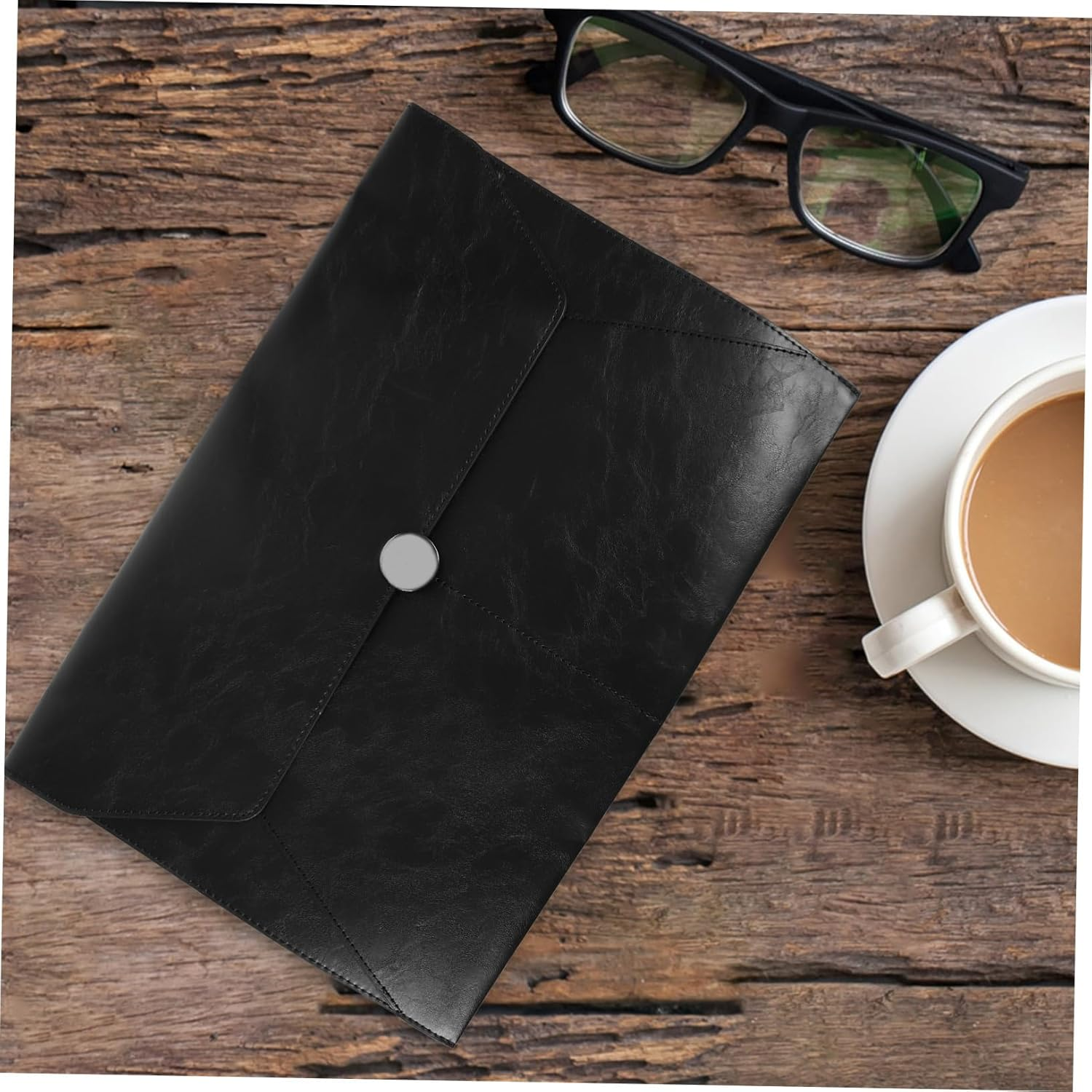 TOGEVAL Large Capacity Leather Information Bag for Document Storage Reusable Office File Folder Pockets for Travel Pouch Organization image number 1