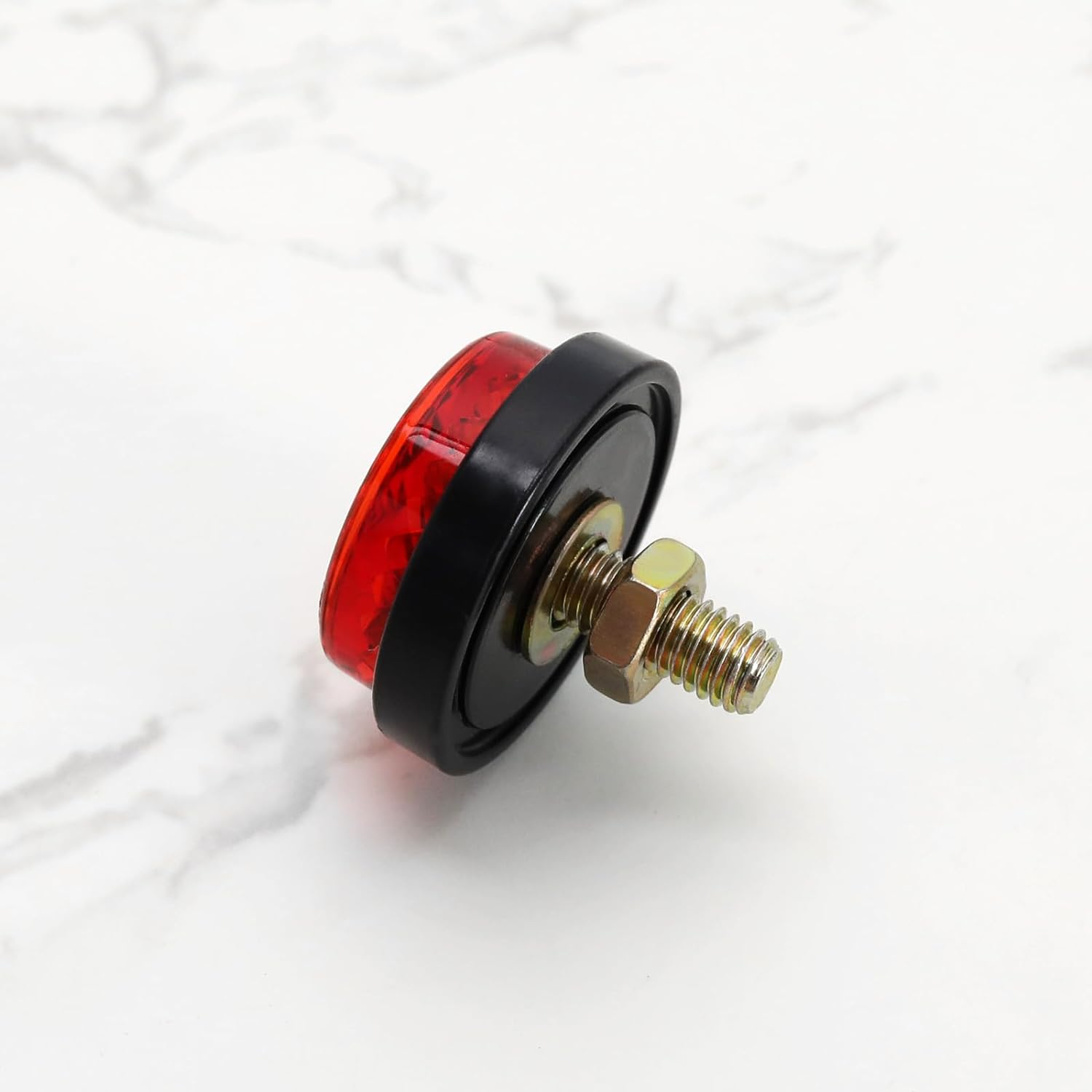 Ecsing 6PCS Red Motorcycle Mini License Plate Reflector M5 Screw Mount round Warning Reflector Tag Bolt for Motorcycle Bicycle Car Tractor Truck Boat image number 2