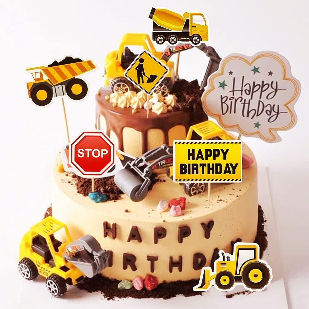 Construction Birthday Party Balloons, Construction Balloons Excavator Foil Balloons Construction Cupcake Toppers Construction Signs Construction Happy Birthday Banners for Birthday Party Decorations image number 2
