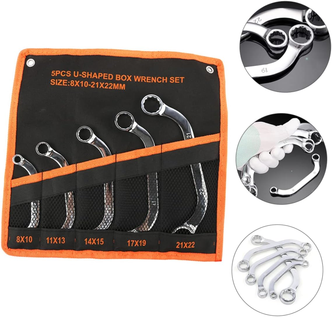 QUMIIRITY Metal Socket Spanner and Box Wrench Set 5Pcs Chrome-Vanadium Steel Multifunctional Double-Ended 12-Point Socket Spanner for Automotive and Mechanical Repairs image number 6