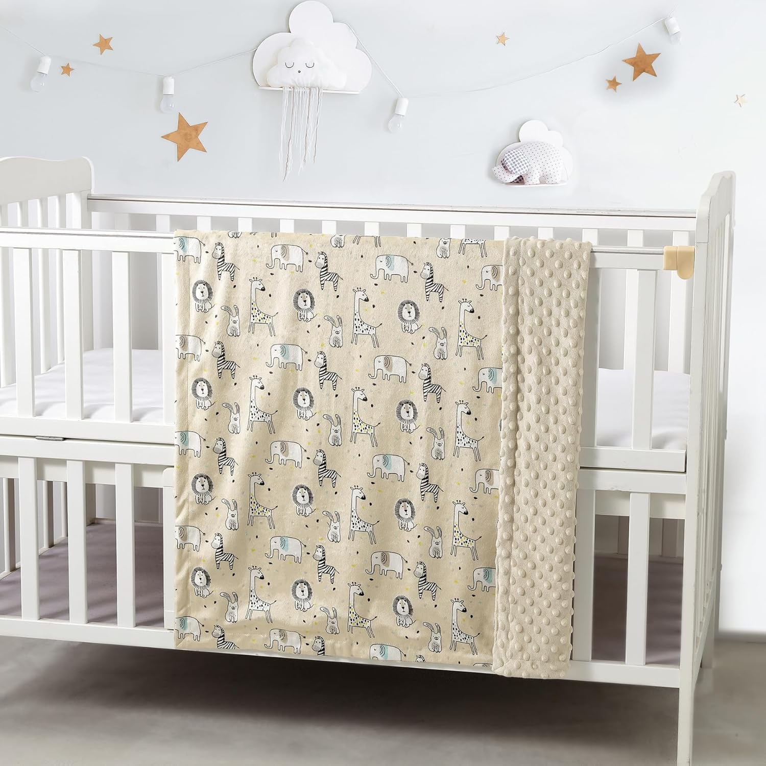 CREVENT 76X102Cm Cozy Soft and Warm Mink Baby Blanket, Packing with Ribbon for Newborn Infant Toddler'S Crib Cot Stroller, for All Season Use (Zoo)