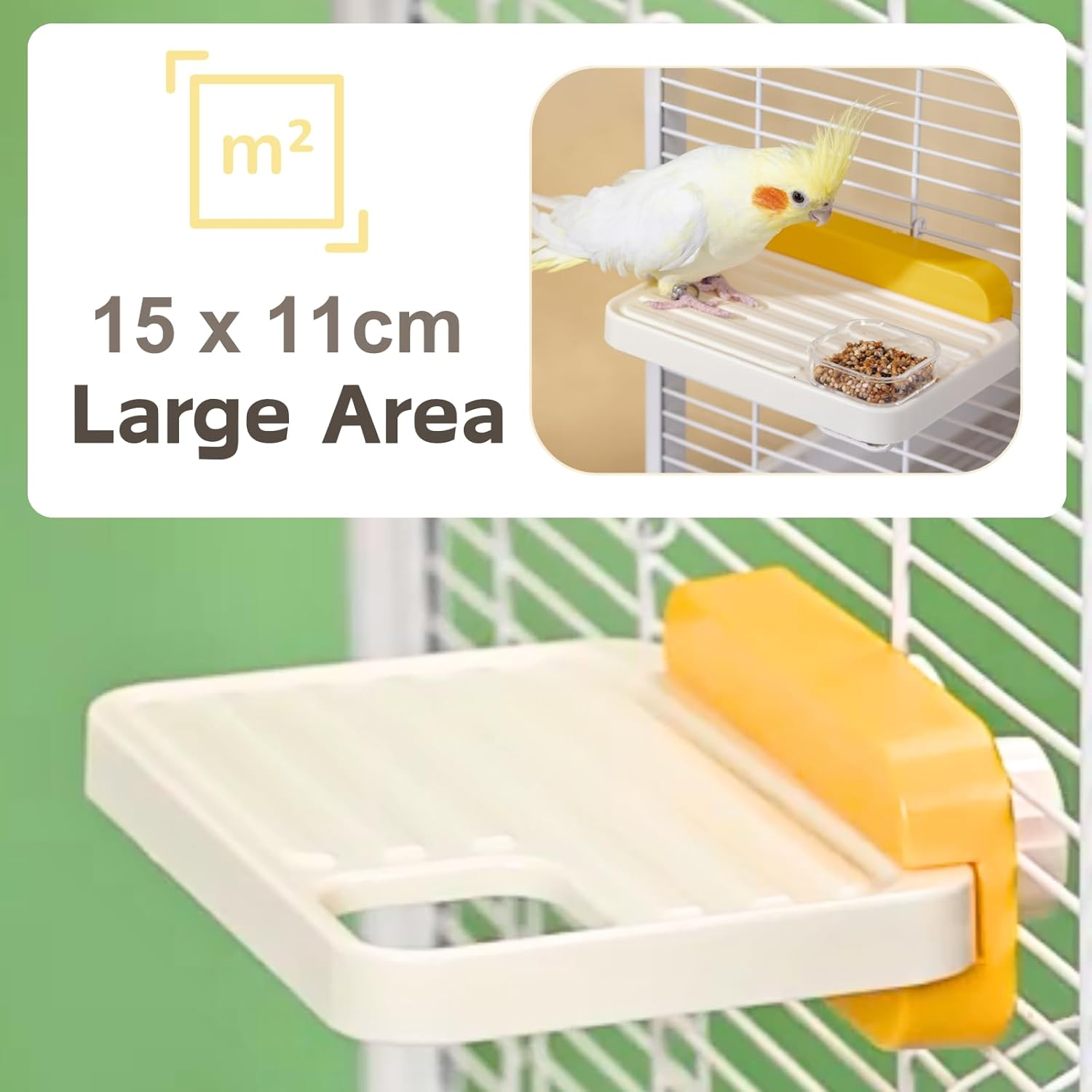 Bird Platform, 2 PCS Plastics Bird Perches Playground Cage Accessories for Parrot, Conure, Parakeet, Budgie, Cockatiel, Hamster, Chinchilla (White, 2 Count (Pack of 1)) image number 1