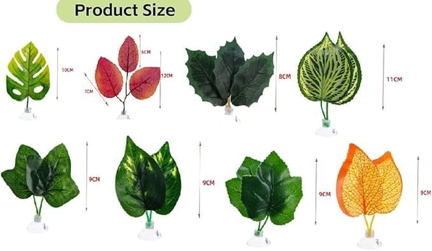 8 PCS Betta Fish Leaf Hammock Set - Double Pad Aquarium Plants with Suction Cups, Plastic Betta Bed & Habitat Decor for Fish Tank Accessories (Multicolor) image number 4