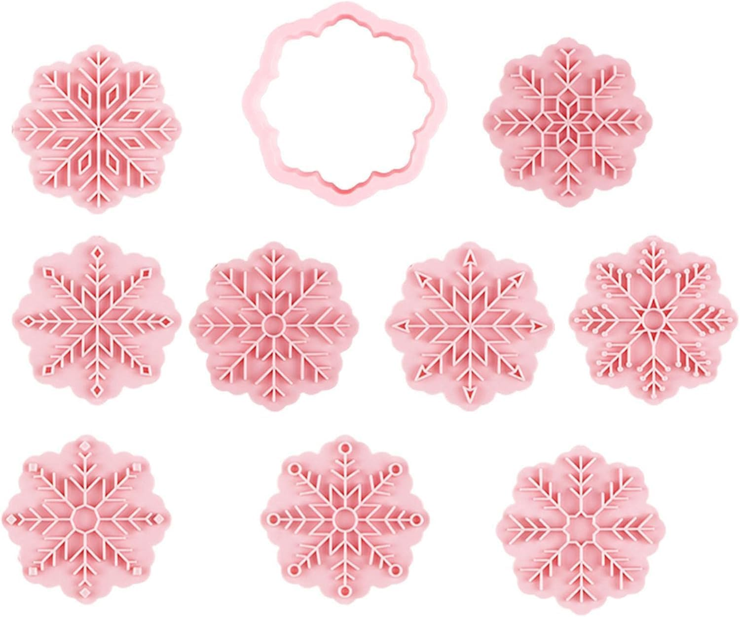 Christmas Pastry Stamper - 3D Pastry Stamp Cutters Christmas Snowflake Shaped - Cute DIY Cartoon Biscuit Baking Mold for Kids Yliu-Au image number 3