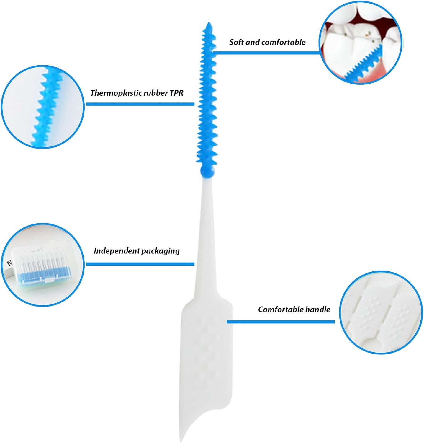 200 Pcs Interdental Brush, Disposable Tooth Pick, Flexible Interdental Brushes, Suitable for Teeth Cleaning, Oral Care, Travel Daily Use image number 6