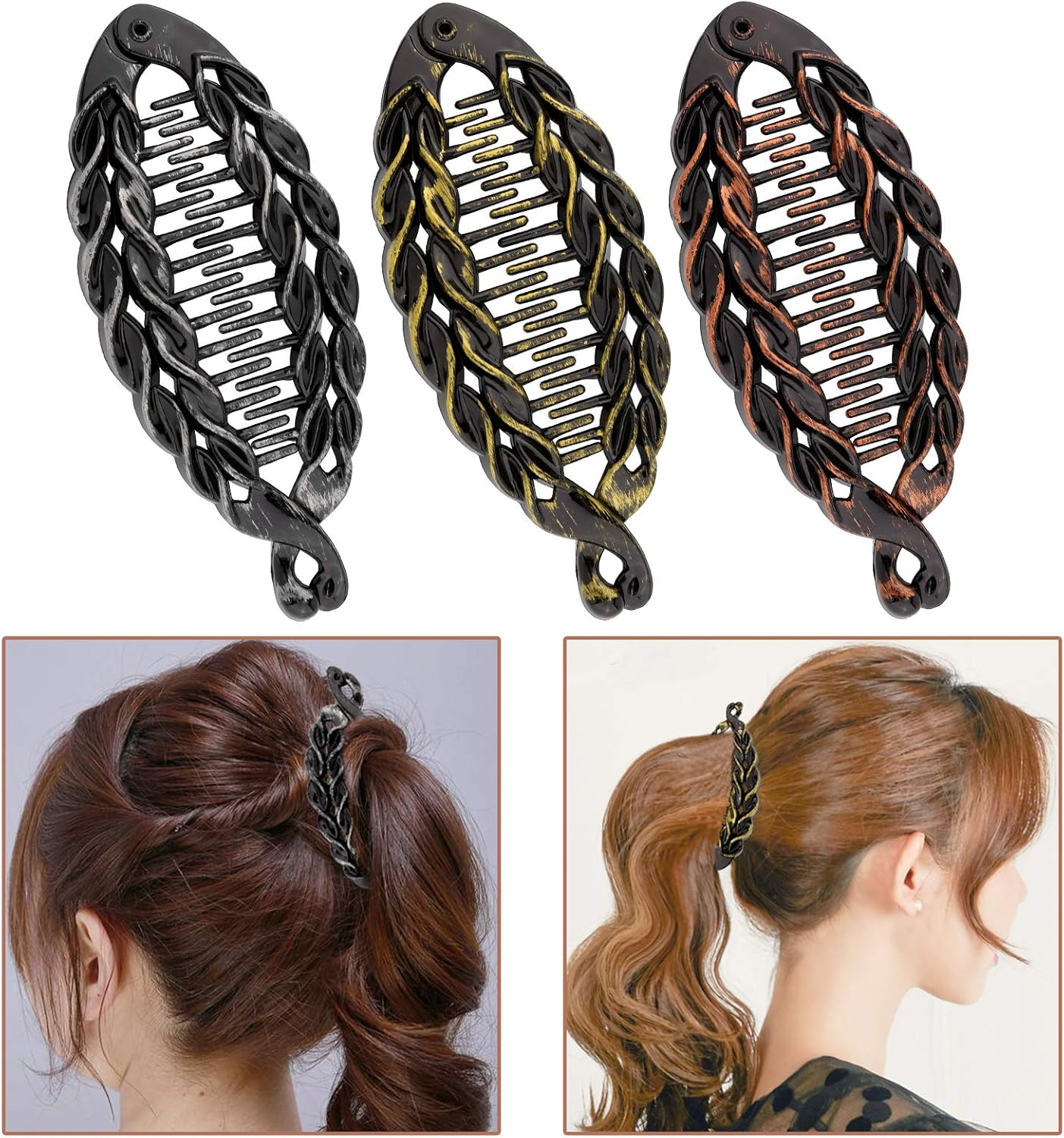 LUTER 6Pcs 5.5 Inch Banana Hair Clips Fish Shape Hair Grips Clamp Women Hair Accessories (2 Styles, 3 Colors) image number 4