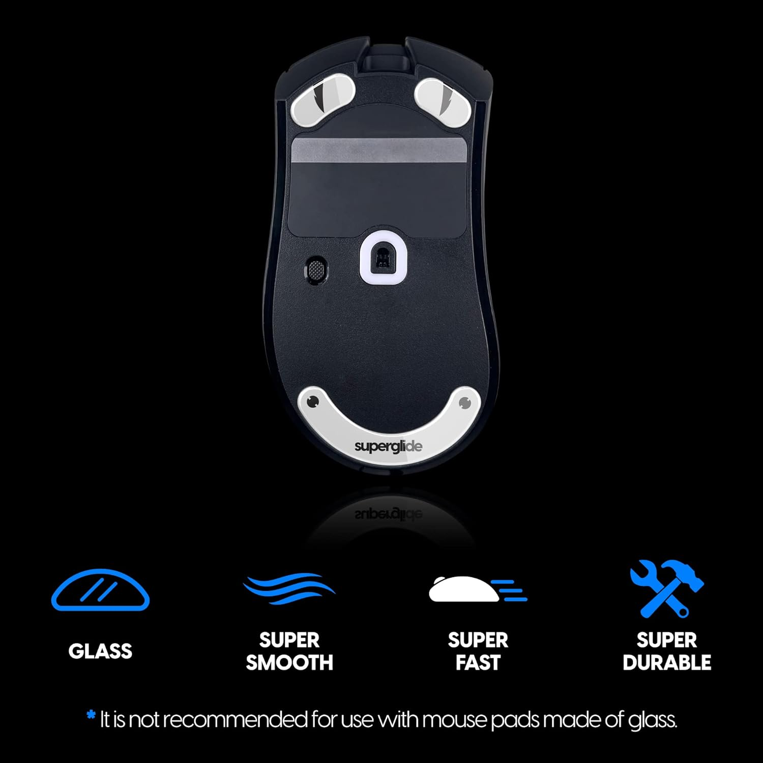 Superglide - Fastest and Smoothest Mouse Feet/Skates Made with Ultra Strong Flawless Glass Super Fast Smooth and Durable Sole