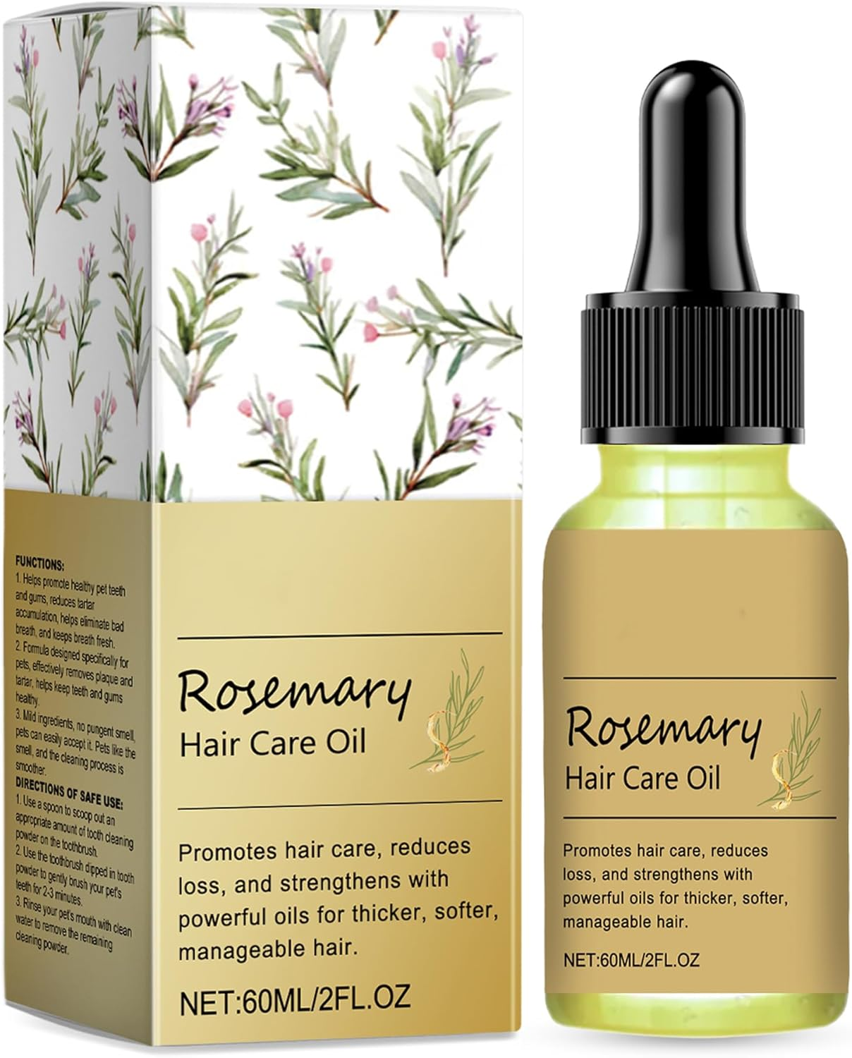 Hair Oil 60Ml Rosemary Hair Essential Oil, Rosemary Oilfrizzy & Damaged Hair | Frizz Control, Split End Treatment & Scalp Nourishment image number 3