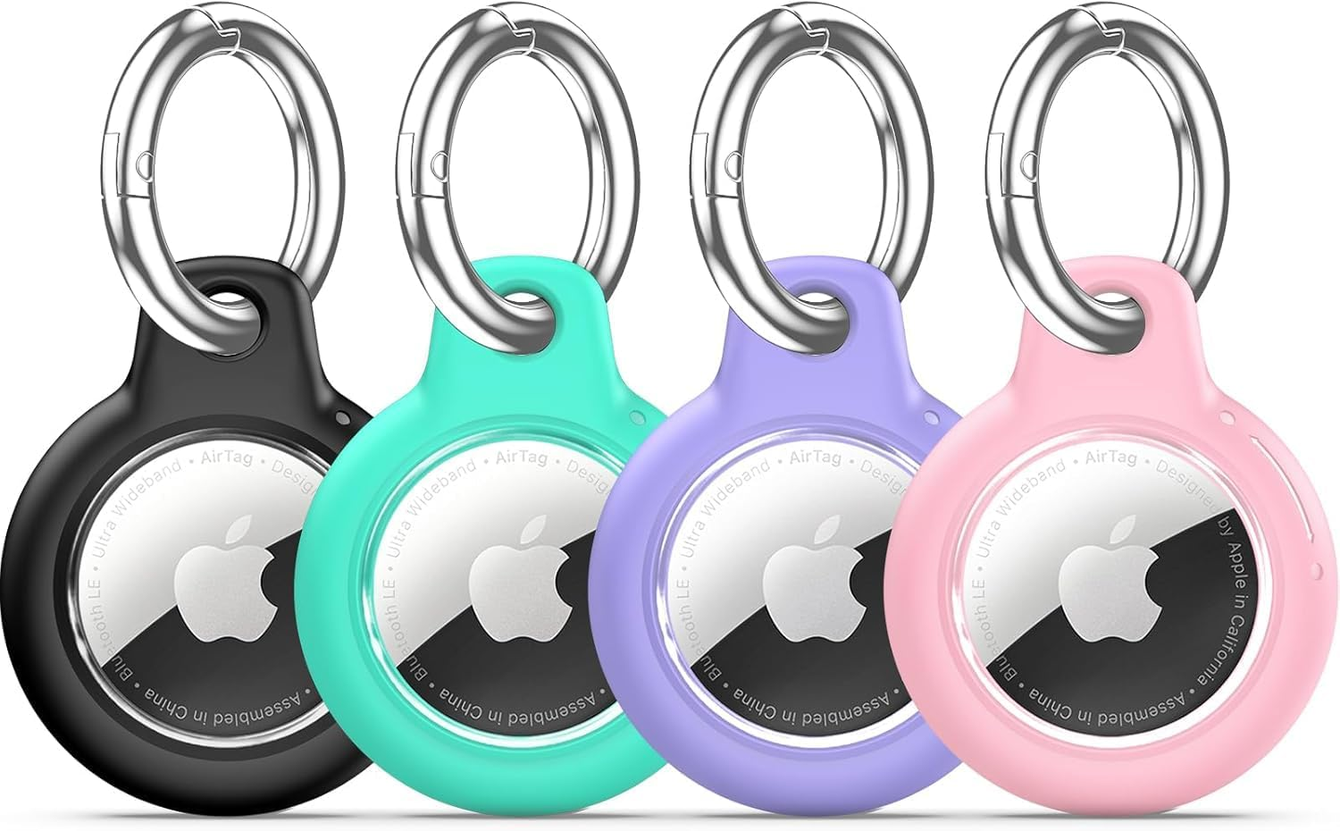 Inesore IPX8 Waterproof for Airtag Holder, Compatible with Apple Air Tags Keychain (With Lock),Anti-Scratch and Shock Case for Dog,Car Key,Luggage(Black-Navy Blue-Blackish Green-Red)