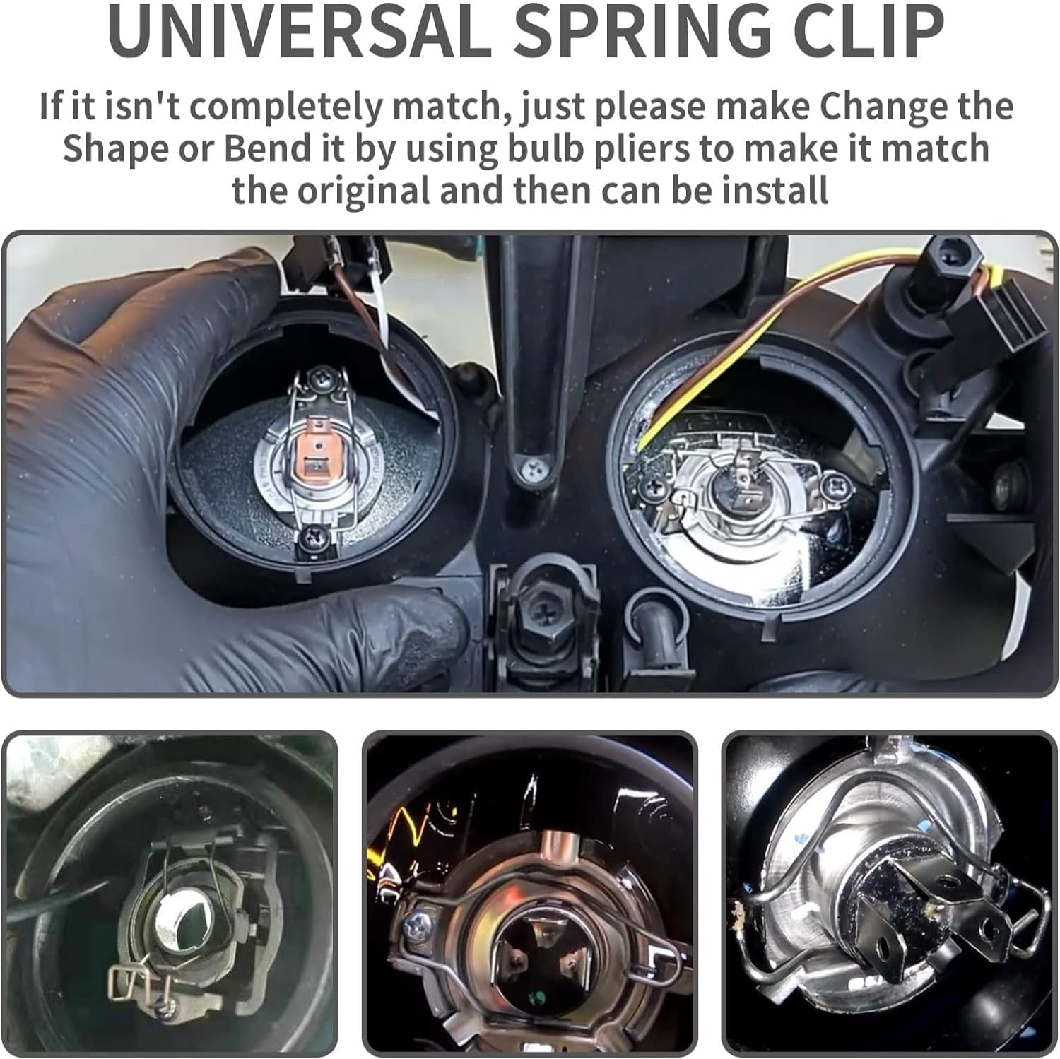 Bulb Retaining Spring Clips for H1/ H3 /H4 /H7 12 Pcs Bulb Universal Car Headlight Clamp Headlamp Dip Dipped Beam Bulb Hoder Clips Retainer Pins Bracket 5ZHSFULLKIT