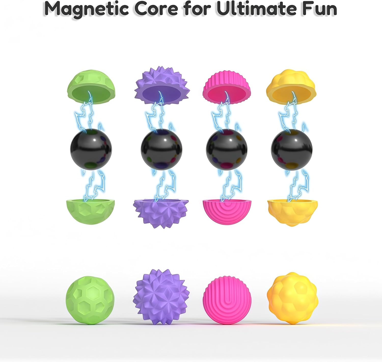 Silicone Magnetic Balls Fidget Toys for Adults & Teens,8Pcs Stress Relief Sensory Toys for Autism ADHD Anxiety,Fun Textures Gadgets,Office Desk Toy,Stocking Stuffers for Women Men Teen (Colorful*4) - Colorful*8 image number 5