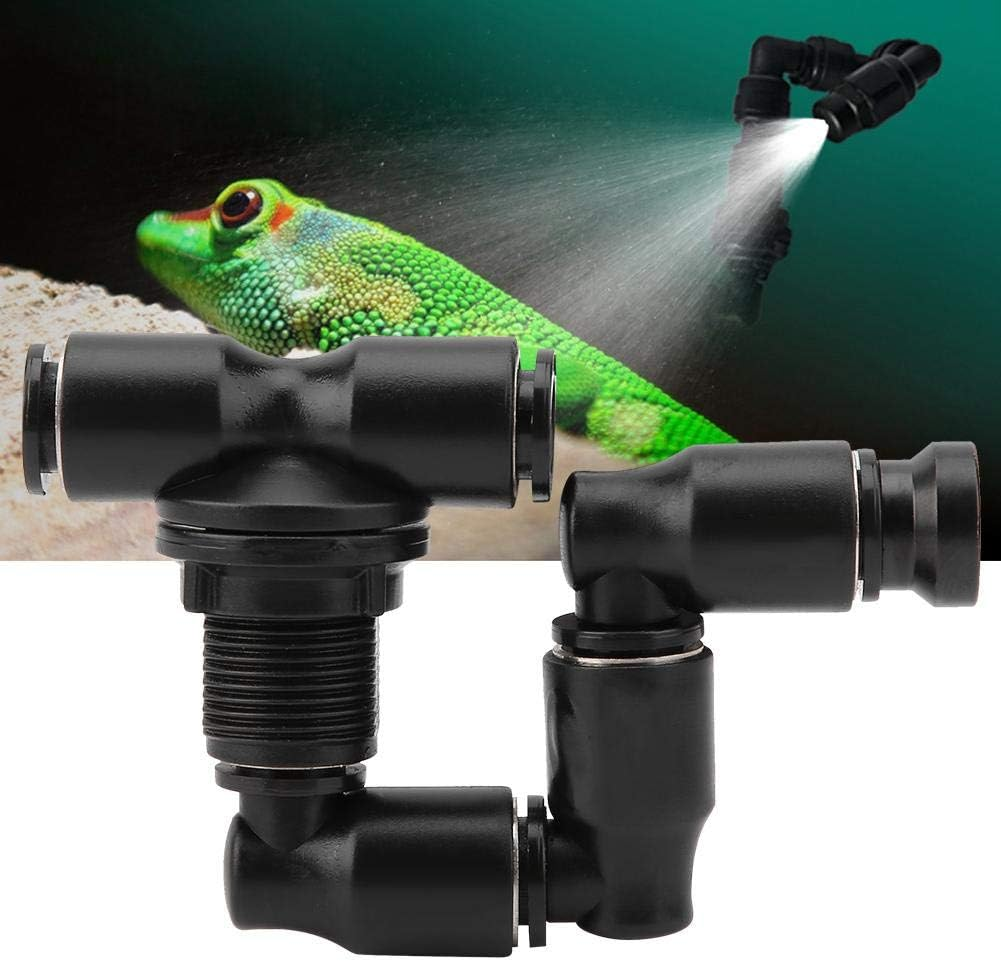 Rainforest Mist Maker Sprinkler Nozzle, 360 Degree Adjustable for Reptile Tank Cooling System, Black