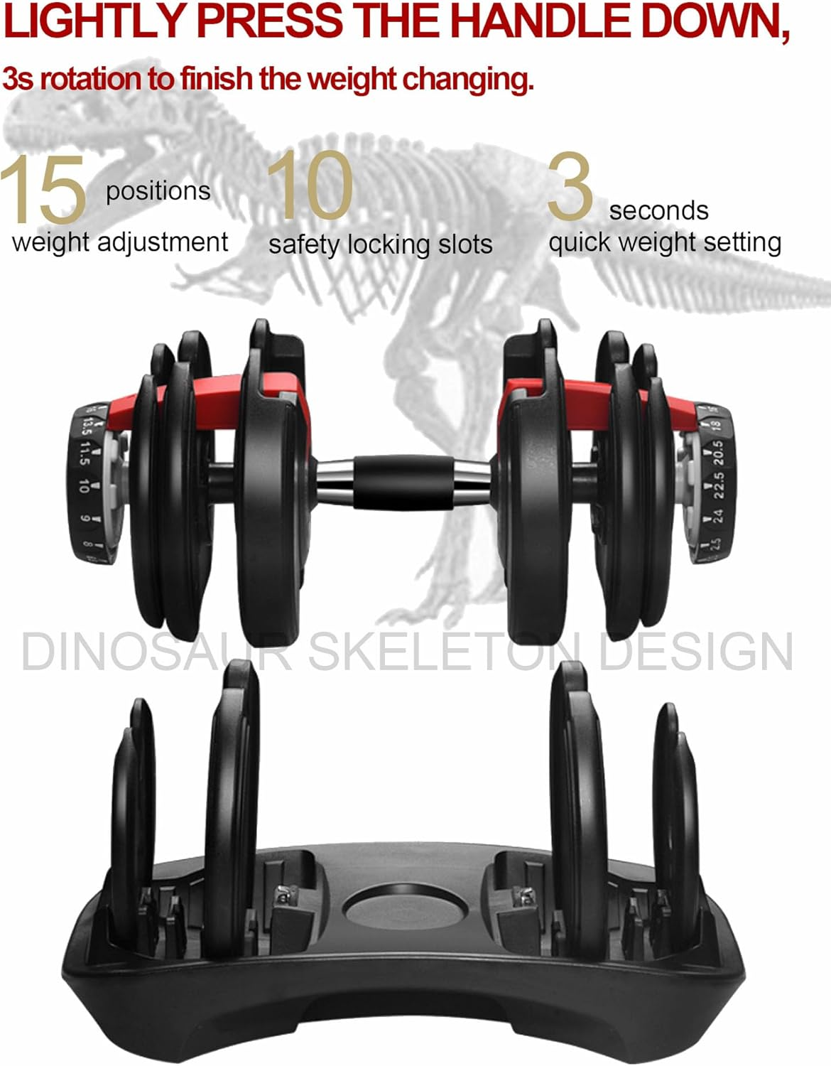 Dumbbell Sets 24Kg 40Kg 48Kg Adjustable Weights Exercise & Fitness Dumbbells Set for Home Gym Equipment Workouts Strength Training Free Weights for Women, Men image number 3