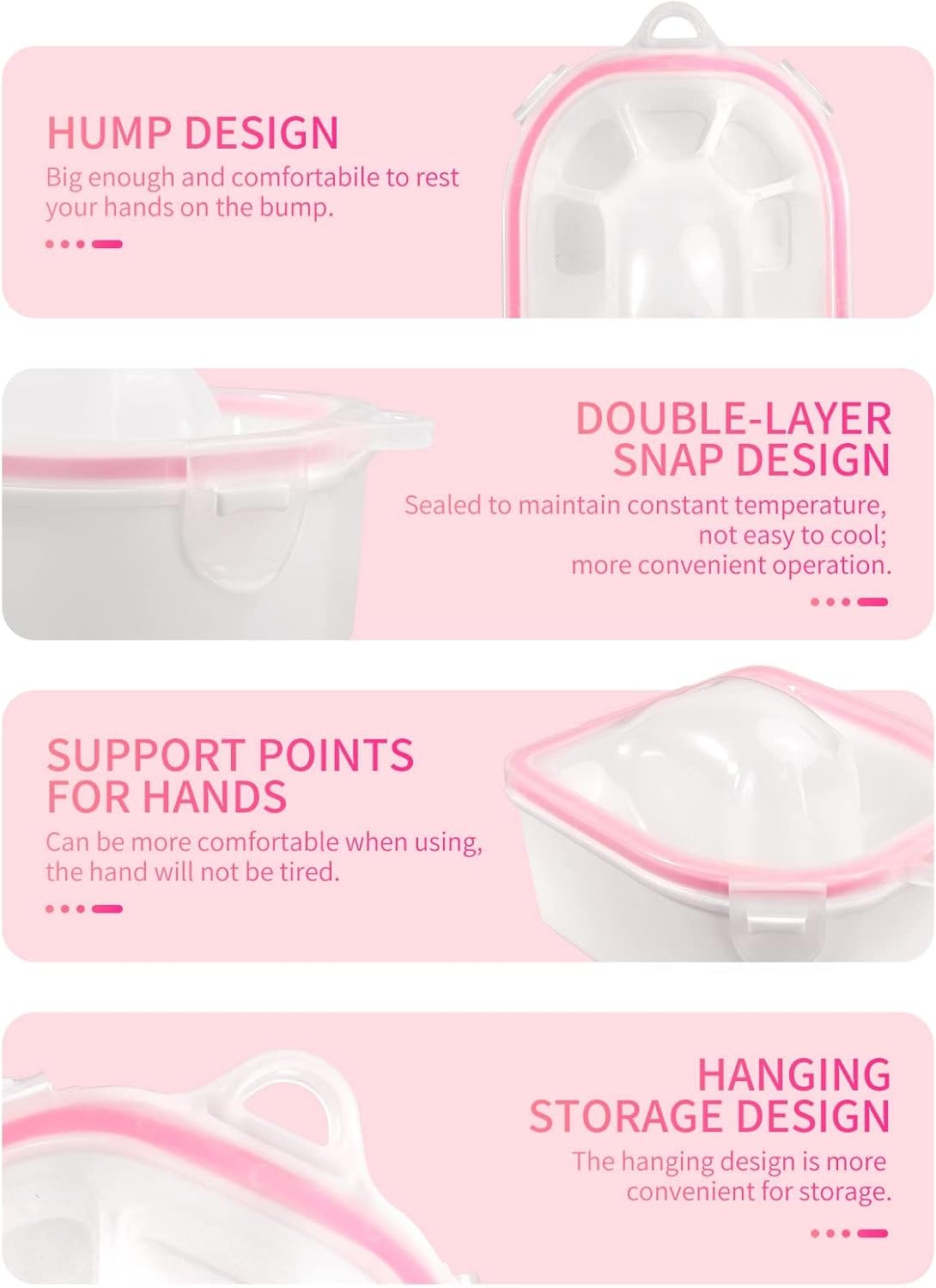 (Pink) - Nail Soaking Bowl, 2PCS Soak off Gel Polish Dip Powder Remover Manicure Bowl with Triangle Cuticle Peeler and Stainless Steel Cuticle Pusher Nail Art Tool (Pink) image number 1