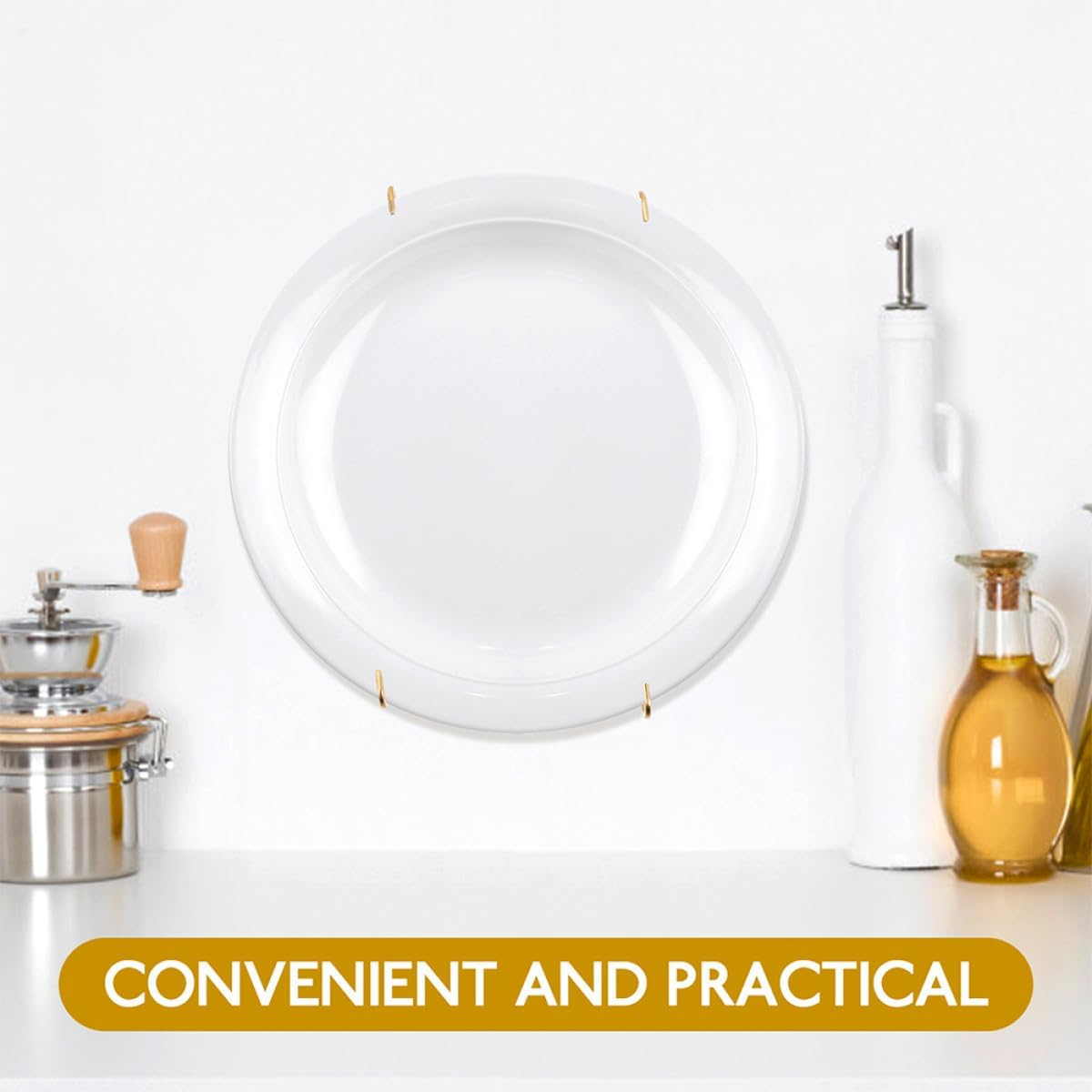 GRADENEVE 10Pcs Stainless Steel Invisible Plate Wall Hangers with Spring Hooks for Large Decorative Plates Vintage Dinnerware Display Wall Mount Holders for Kitchen Storage and Dining image number 6