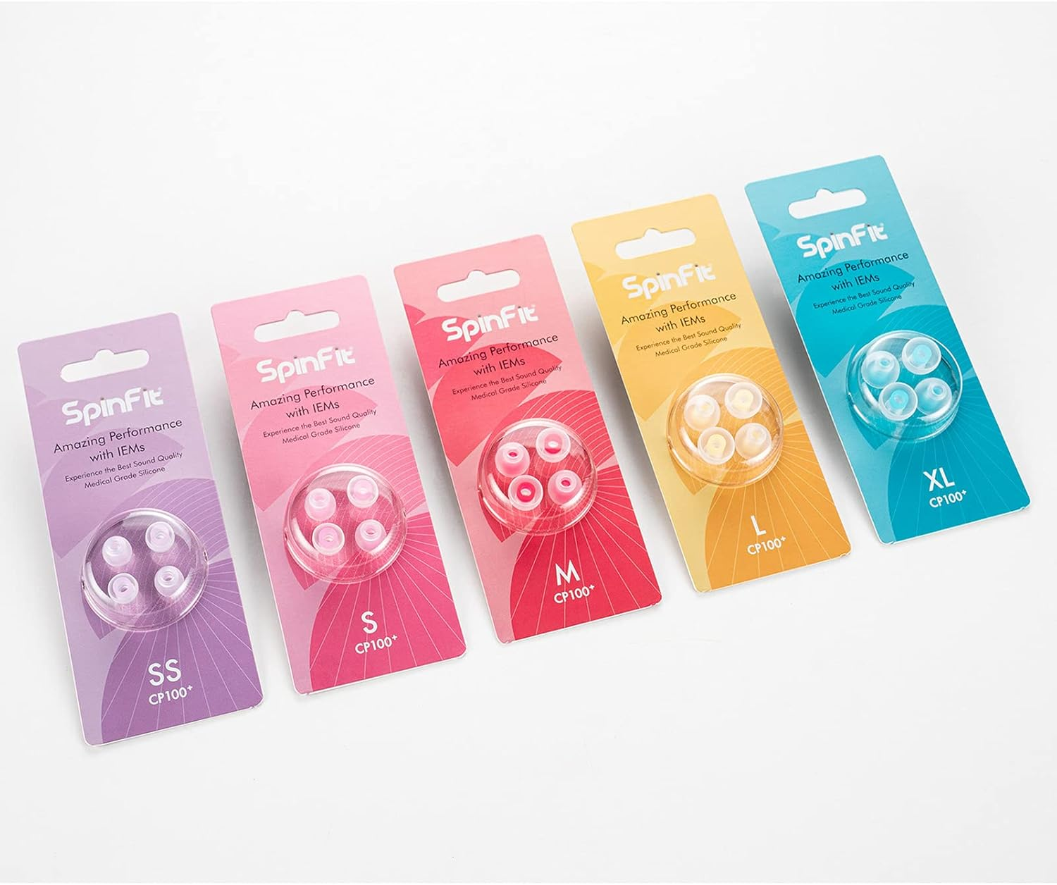 Spinfit CP100 plus for IEM - L - Medical Grade Silicone Patented Eartips, Secure Fit and Supreme Comfort, Reduce Allergic Reaction, One Set Fits Normal and Thin Nozzles(2 Pairs)(With Inserts) image number 2