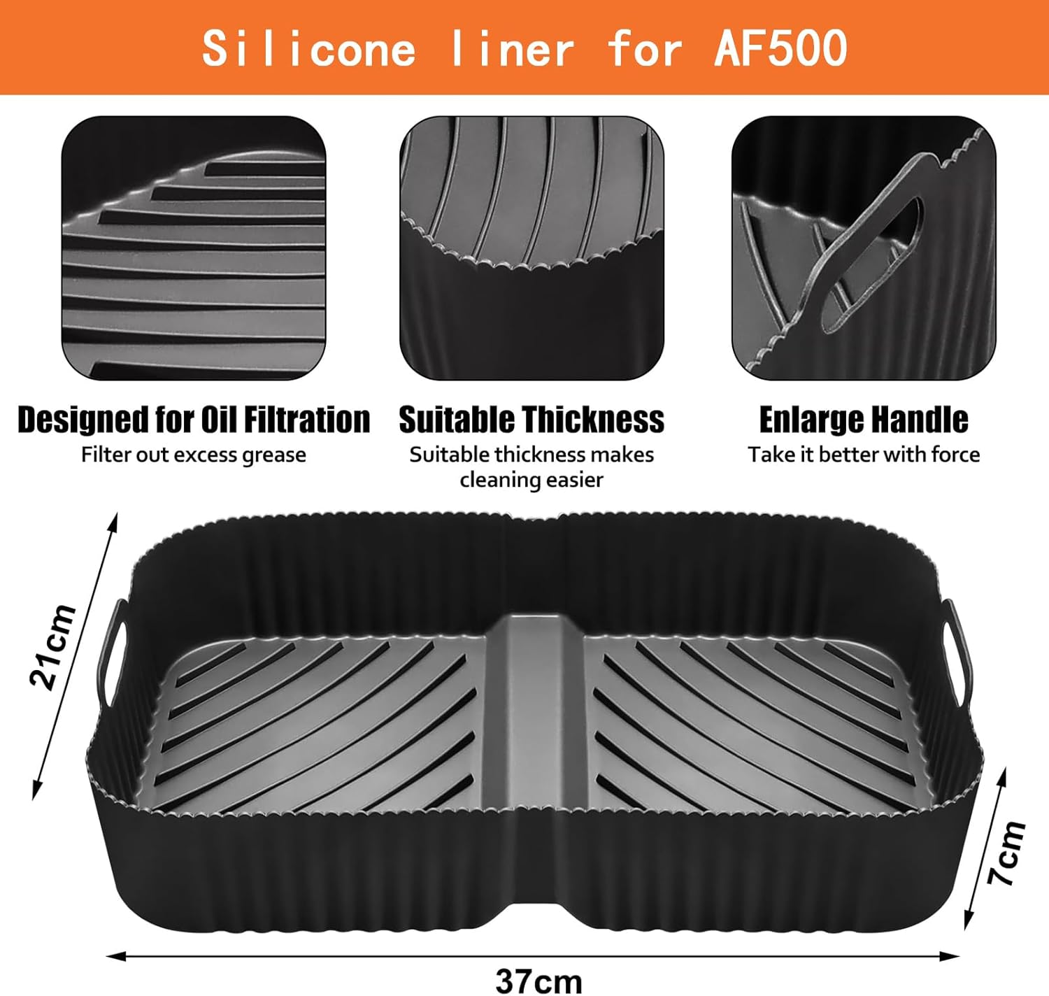 Silicone Air Fryer Liners for Ninja Af500Uk,For Ninja XXXL Flexi Drawer Liners,3-In-1 Reusable,Easy Clean,Heat-Resistant,Black【1X 10.4L and 2X5.2L】