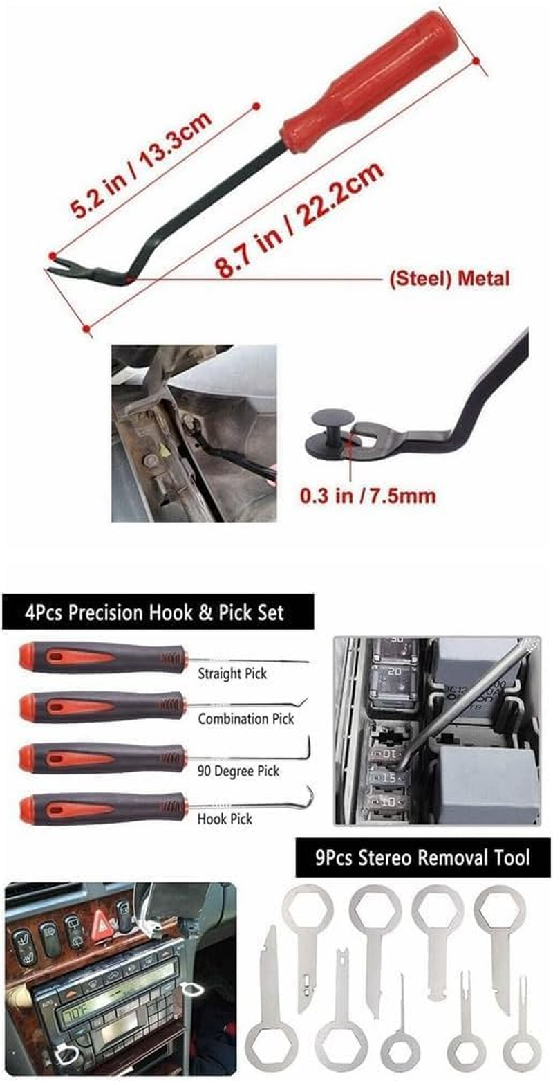 Car Trim Removal Tool Kit, Panel Door Pry Dash Interior Clip Set, Plastic Door Stereo Trim Removal Tool, Auto Clip Pliers Removal Tools for Dash, Radio, Door, Terminal Interior Accessories image number 1