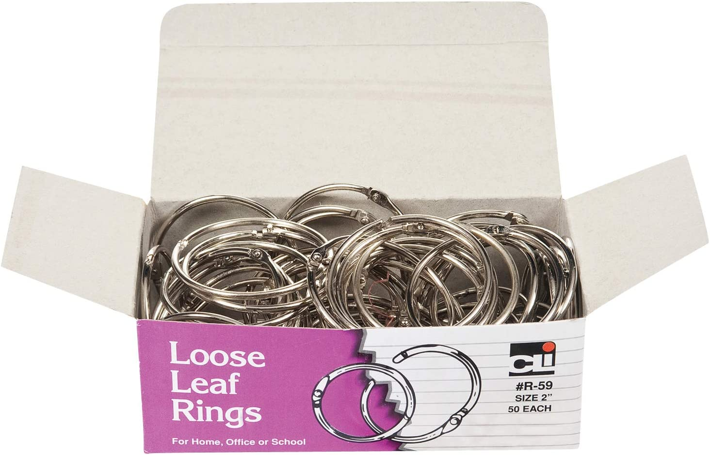 Charles Leonard Multipurpose Loose Leaf Book Rings with Snap Closure, 3&rdquo; Diameter, 10-Rings, Silver (R79) - 100/Box, 0.50 Inch Diameter image number 2