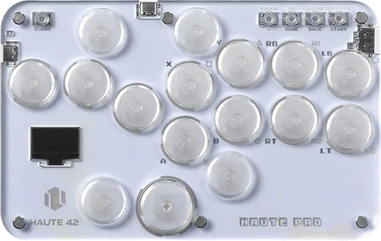 [Newest Ver. 2025] Haute42 S16 Leverless Arcade Stick Compatible with PC/PS4/PS3 (16 Button) : - NEW 2025 CRYSTAL Low-Profile Switches - Slim Form Factor - Custom Plate - RGB Lighting - USB Type C - White image number 6