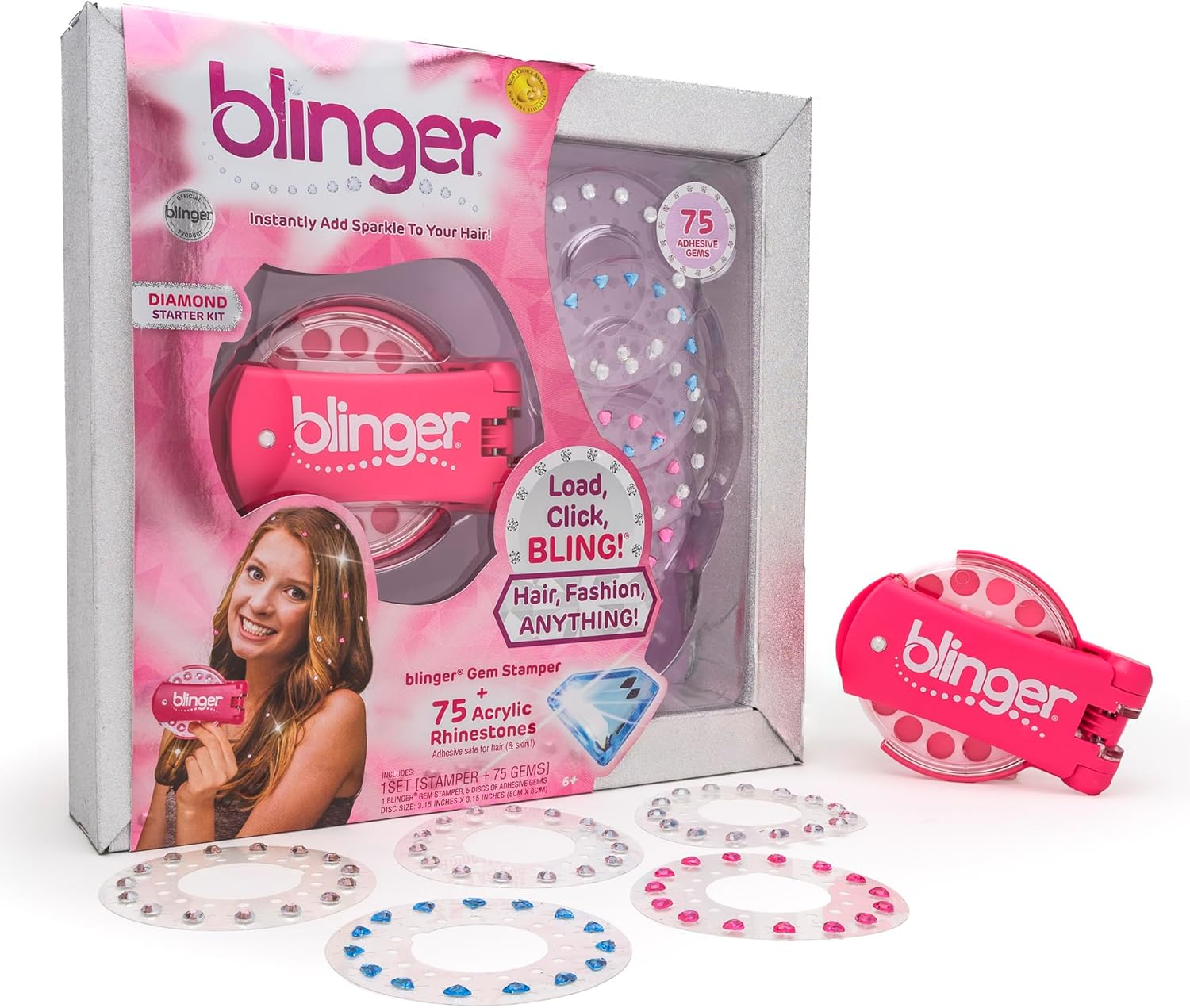 Blinger&trade; Deluxe Set, Radiance Collection, Comes with Glam Styling Tool & 150 Gems - Load, Click, Bling! Hair, Fashion, Anything! (Amazon Exclusive) image number 1