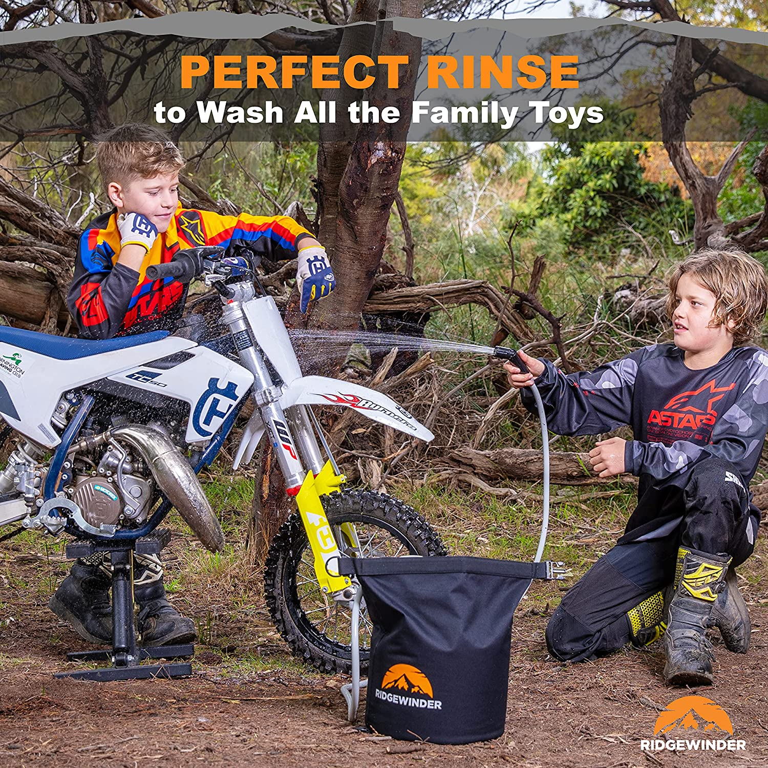 Ridgewinder Portable Shower for Camping with Dry Bag - Camp Shower with Rechargeable Battery and Included 10L Dry Bag for Water Storage. Complete Camping Shower in a Bag (+Sprayer Attachment). image number 2