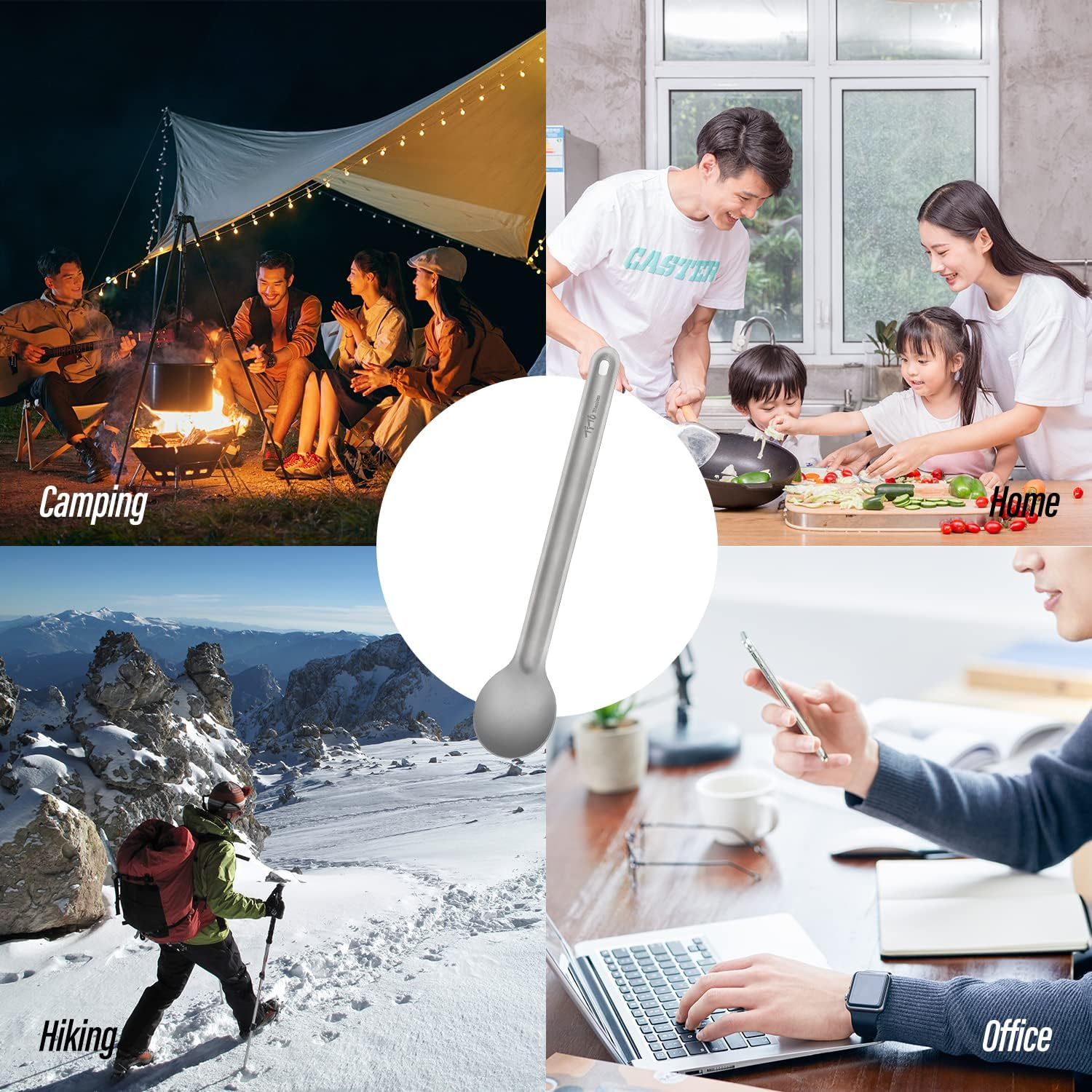 Tito Titanium Long Handle for Spork Outdoor Ultralight Portabale Flatware with Camping Backpacking