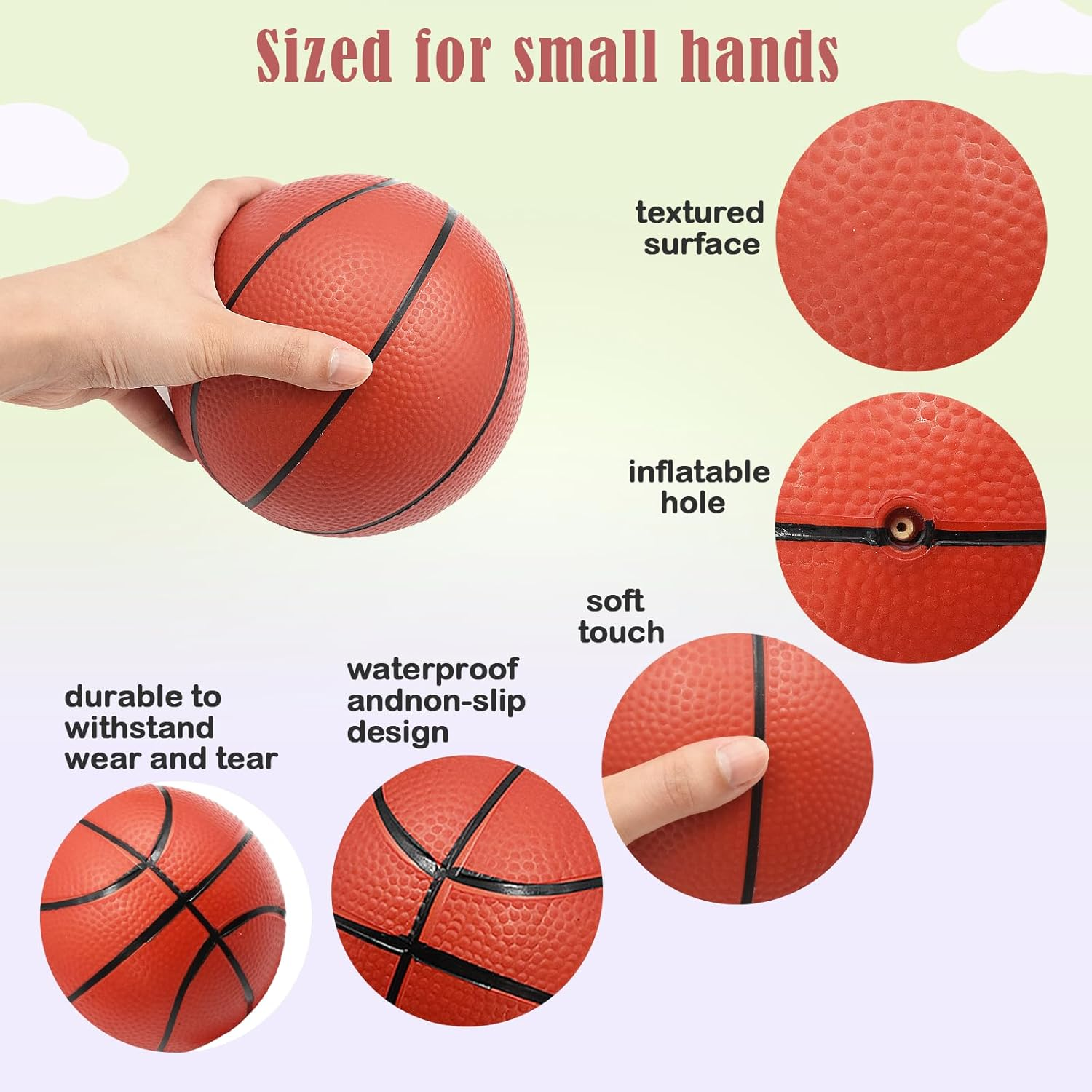 Coriver Mini Basketball Small Inflatable Basketball with Pump, 14 Cm Pool Balls, Beach Balls for Party, Indoor, Outdoor Game, Sports Game for Children and Adults image number 3