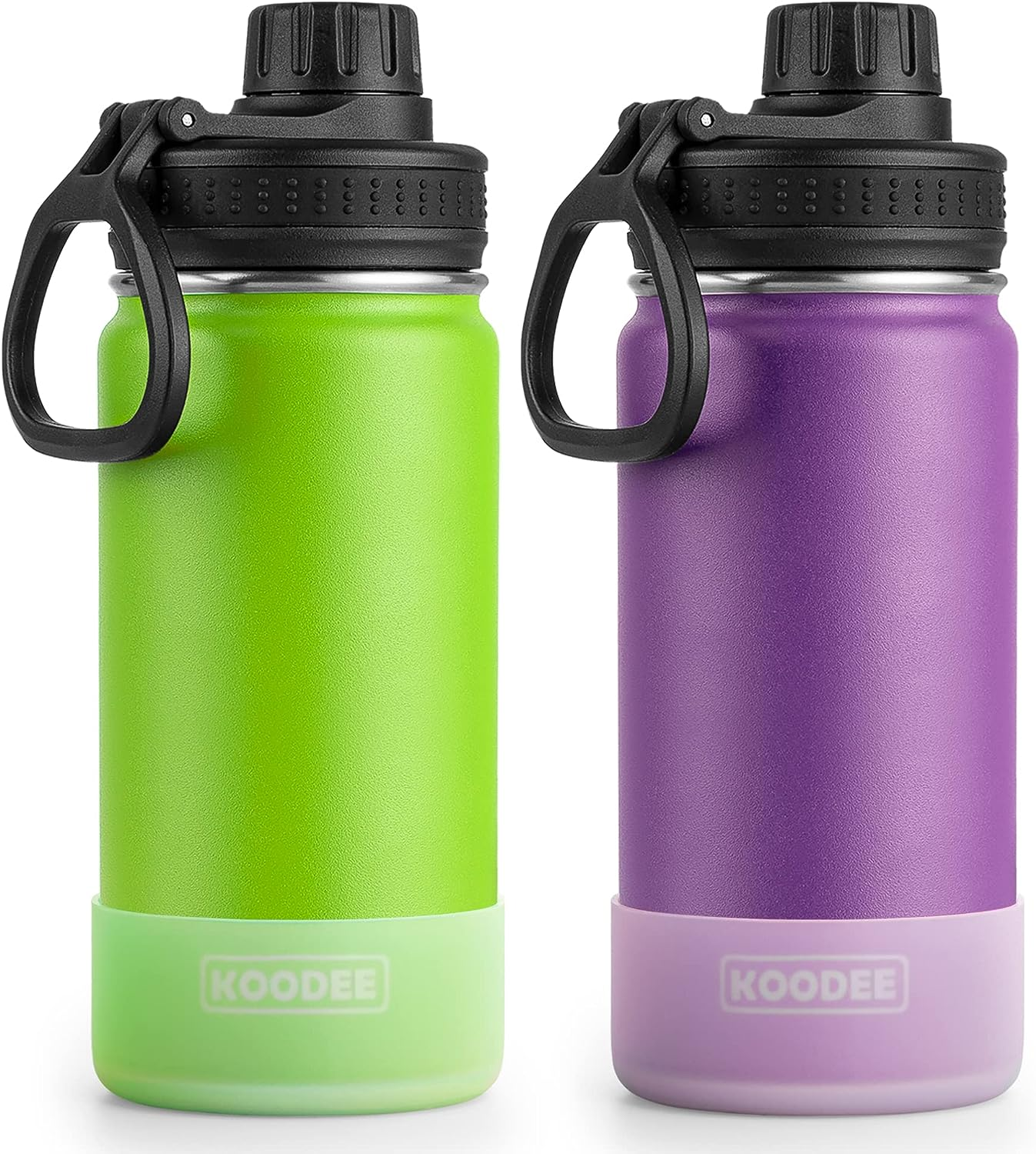 Koodee 2 Pack Water Bottle 530Ml Stainless Steel Vacuum Insulated Sports Water Bottle for Girls and Boys, BPA Free Leakproof (18Oz Canyon Red-Black)