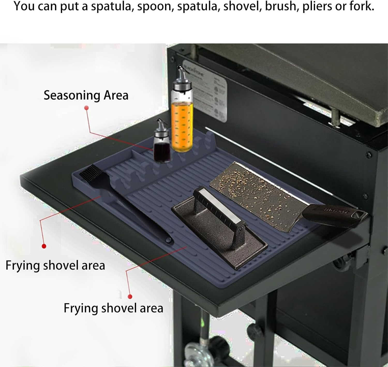 Dafape Grill Mat for Blackstone, Barbecue Griddle Pad Side Shelf Mat for Outdoor Kitchen Countertop Spatula Cooking Silicone Reusable BBQ Accessories Protective Mat (Gray) image number 2