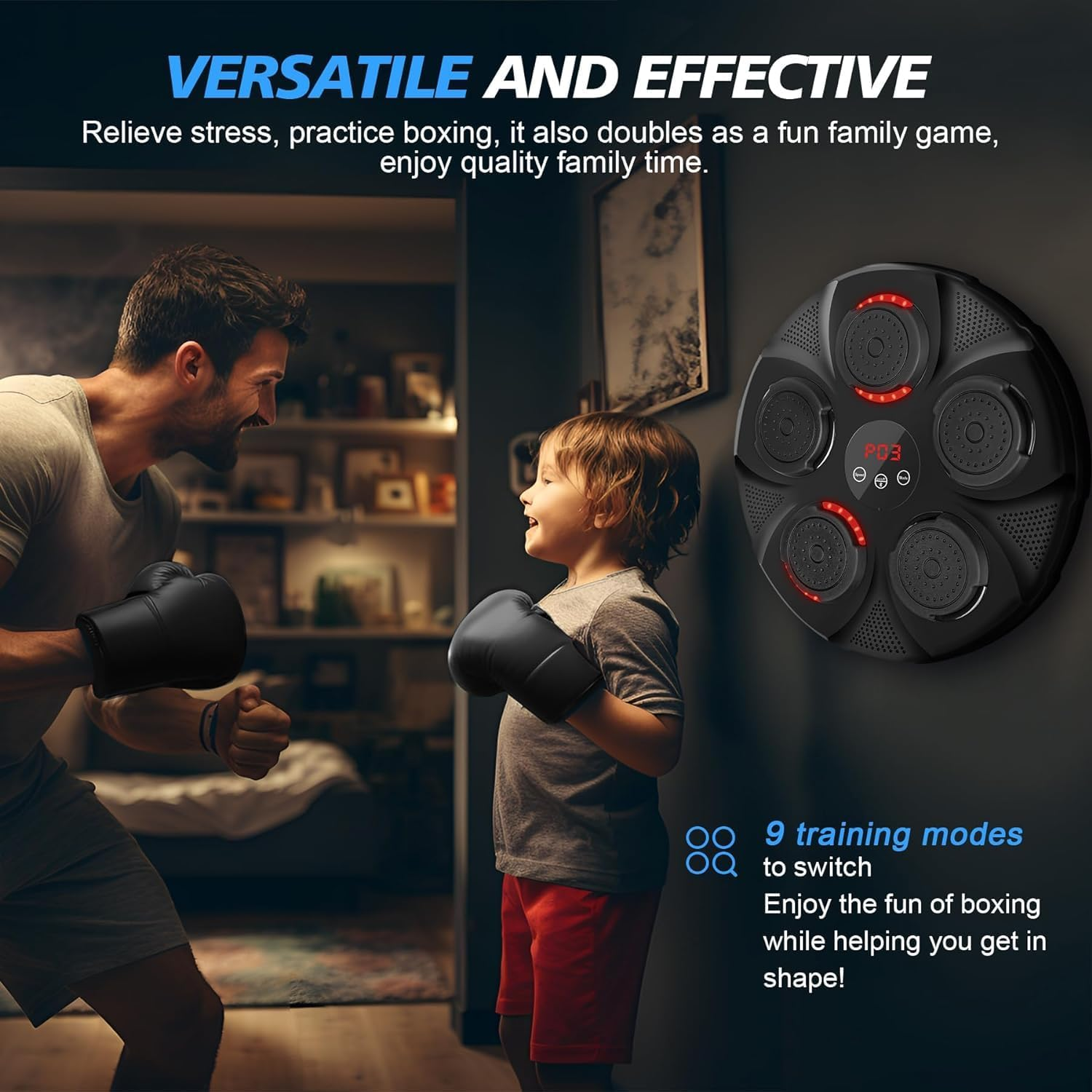 Music Boxing Machine,With LED Lighting Effect Music Boxing Machine,Rechargeable Boxing Equipment Wall Mount,For Family Parent-Child Exercise Boxing Machine (Red Light) image number 4