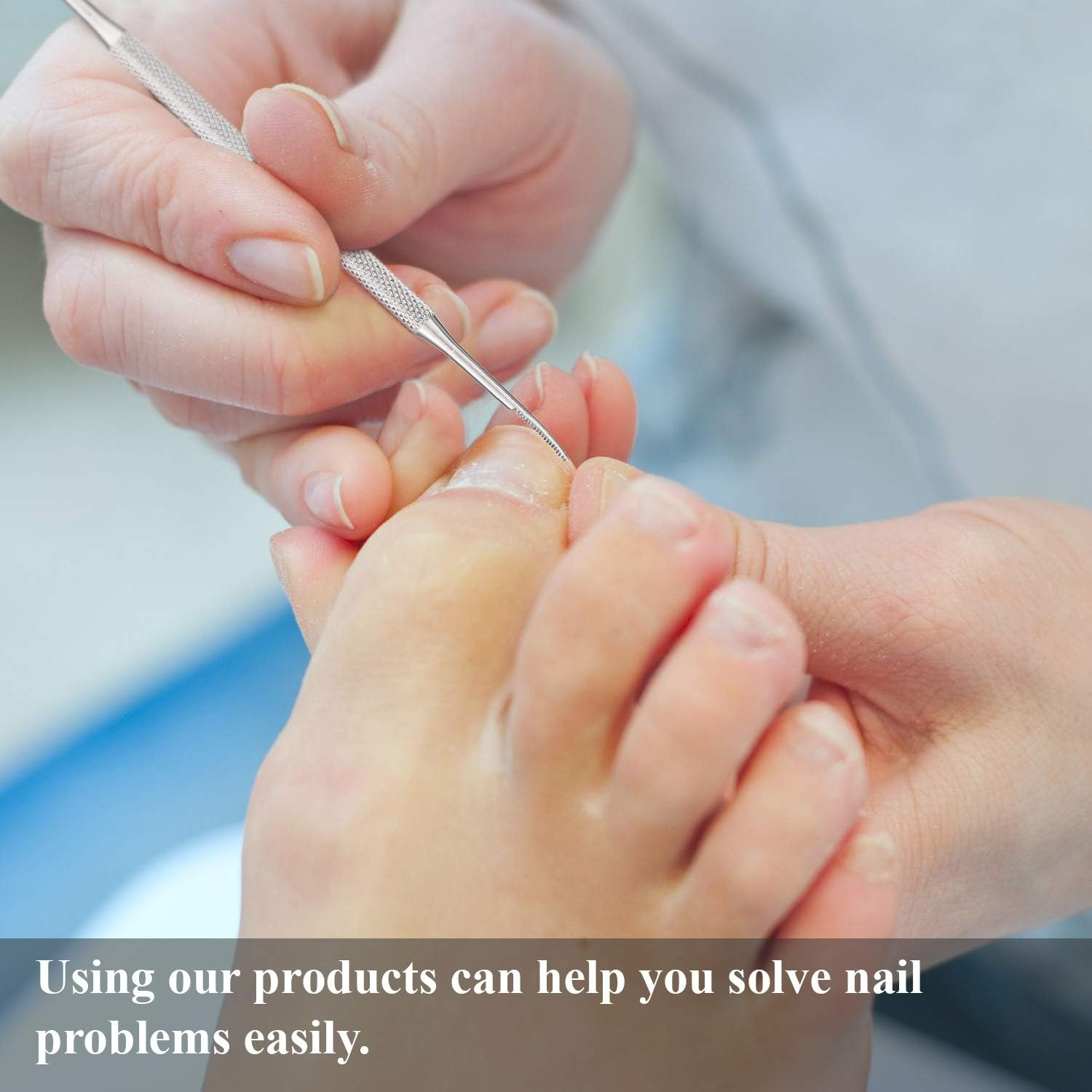 Mudder 6 Pack Ingrown Toenail Files Double Sided Toenail Lifters One Side Flat and One Side Curved Stainless Steel Manicure Treatment Removal Pedicure Tools for Feet under Nail Cleaner image number 1