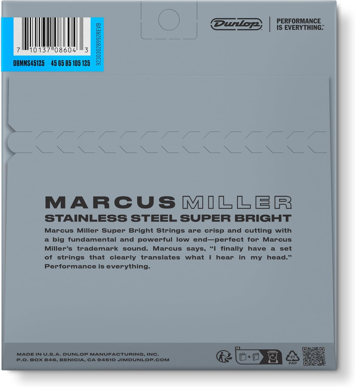 Dunlop DBMMS45125 Marcus Miller Super Bright Bass Strings, Medium 5-String, 045&ndash;.125, 5 Strings/Set image number 2