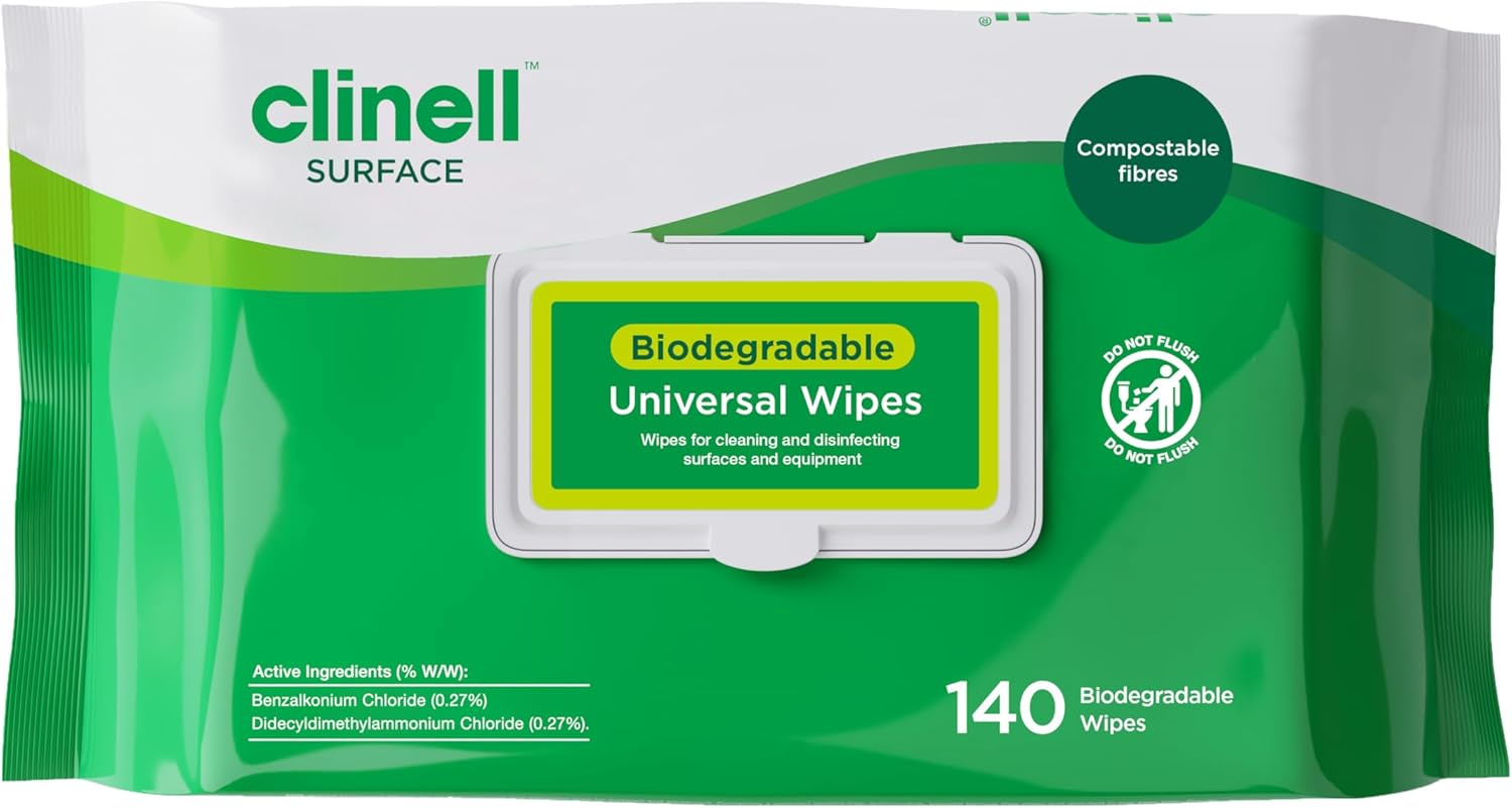 Clinell Biodegradable Universal Wipes - Pack of 140