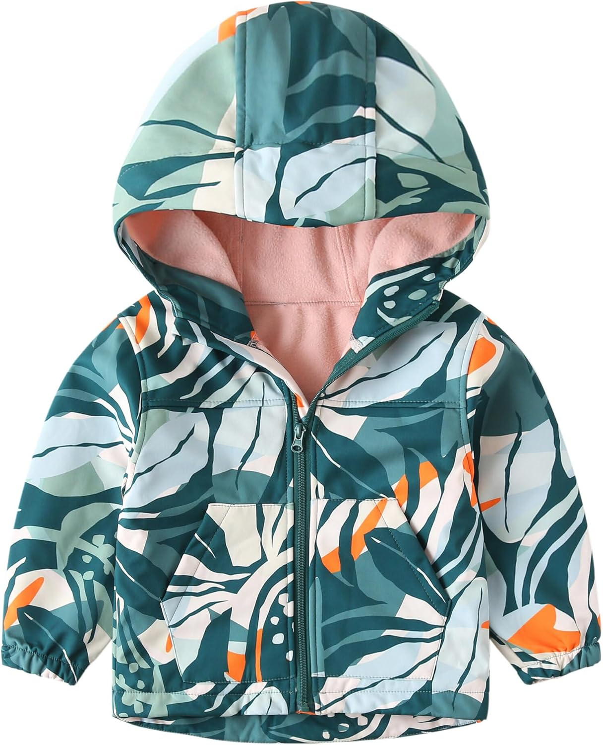 FEOYA - Toddler Kid Boys Girls Windproof Hooded Jacket with Pants Fleece Lined Waterproof Jacket Coat Trousers Child Winter Outfit Rain Suit Cute Printed Outwear 1-6 Years